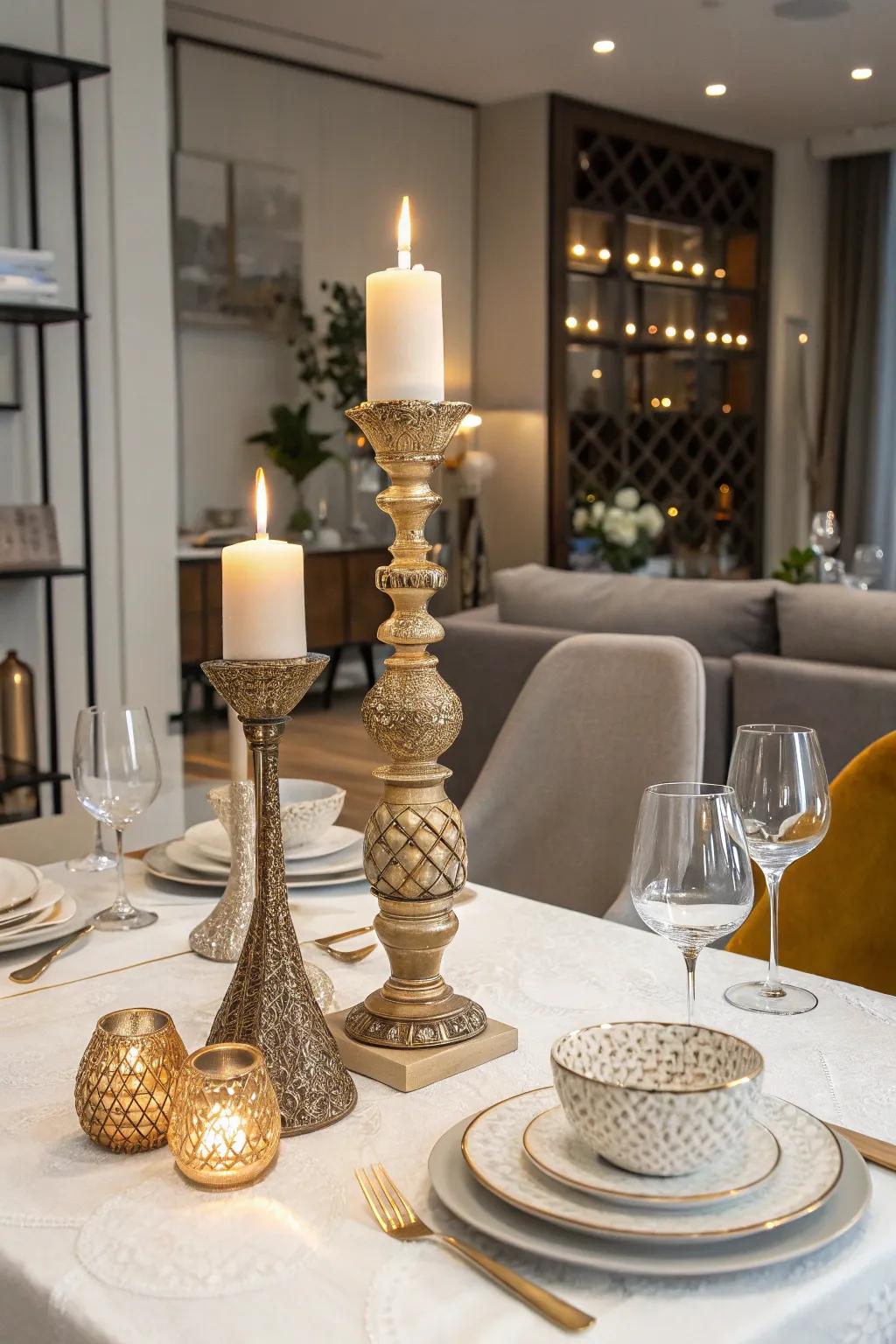Decorative candle holders serve as the focal point of any table.