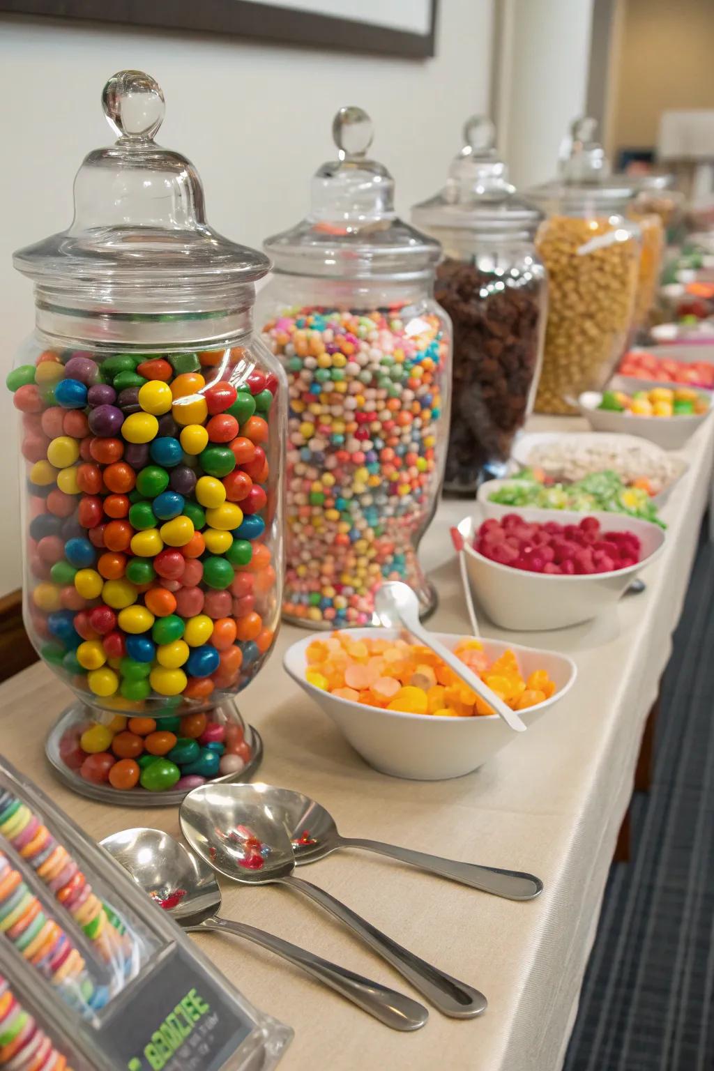 Discount store finds can be economical and stylish additions to your candy buffet.
