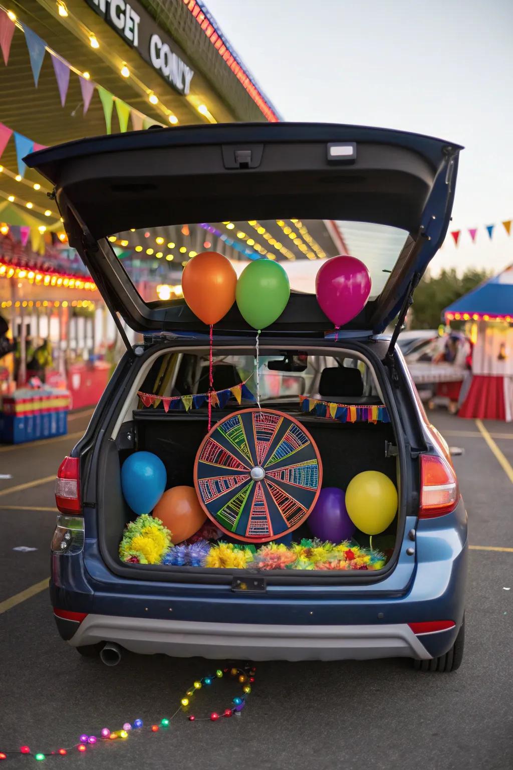 An engaging spinning wheel setup, beckoning guests to try their fortune.