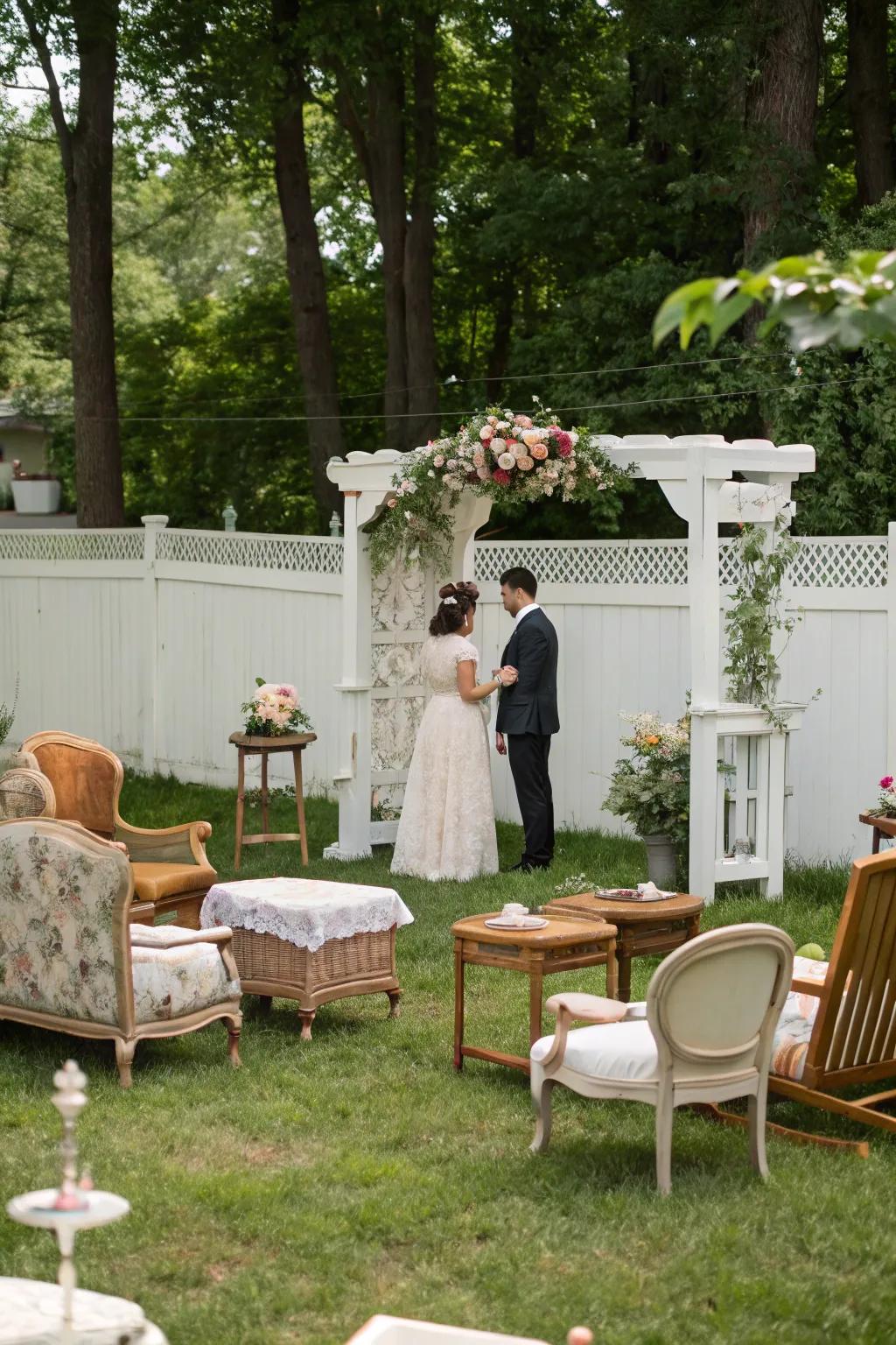 Vintage furniture repurposed for a personal wedding touch.