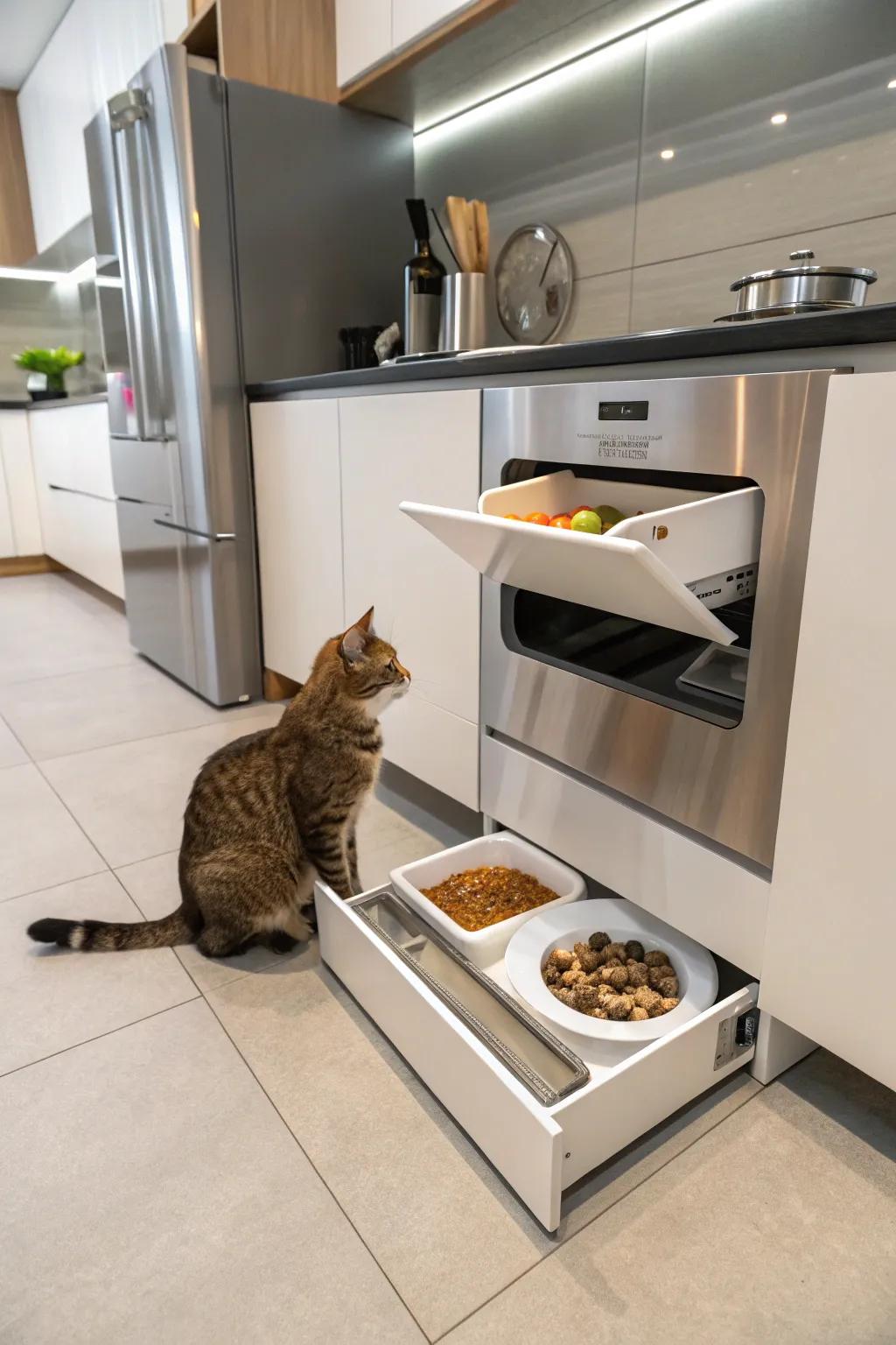 Keep basics organized with an area that features built-in storage.