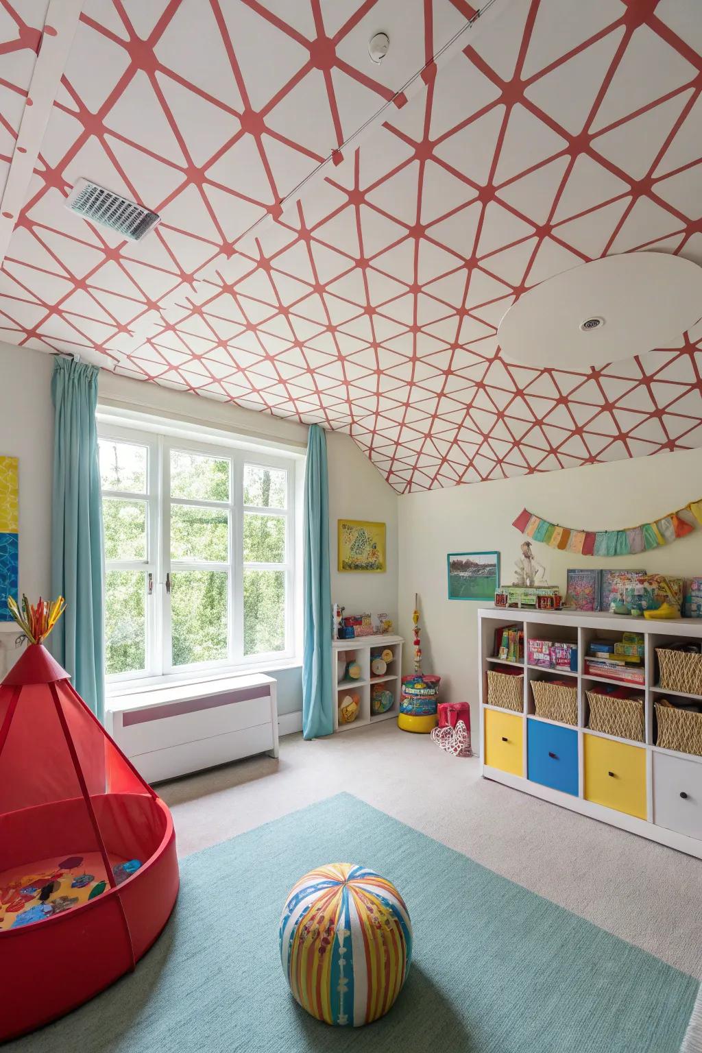 Add a playful touch with the unique crows foot ceiling texture.