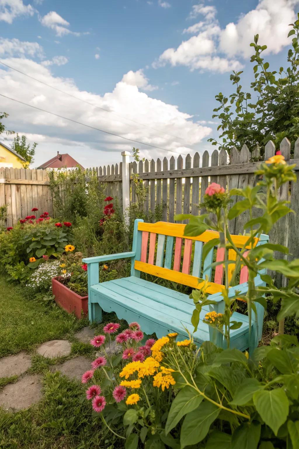 Upcycled furniture enhances distinctive charm to your yard.