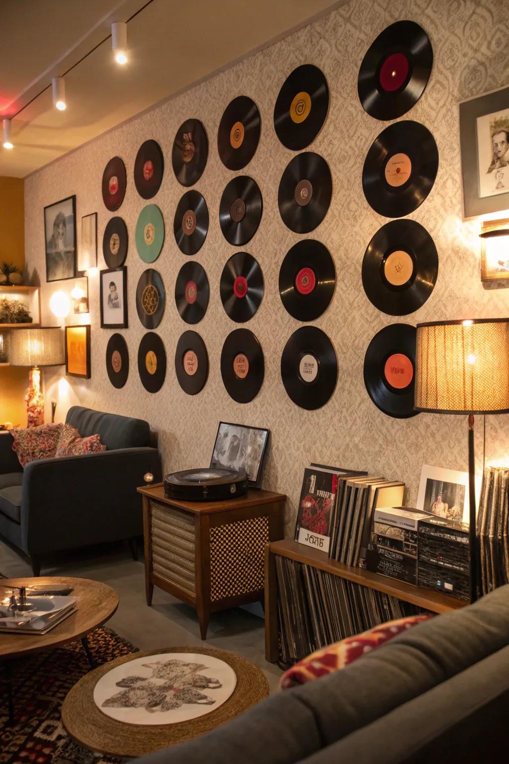 Sound discs adding a retro touch to the room decor.