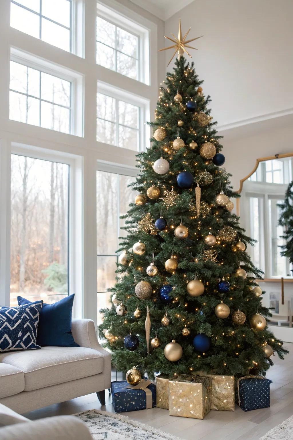 A sophisticated Christmas with marine azure and mousse aurum.