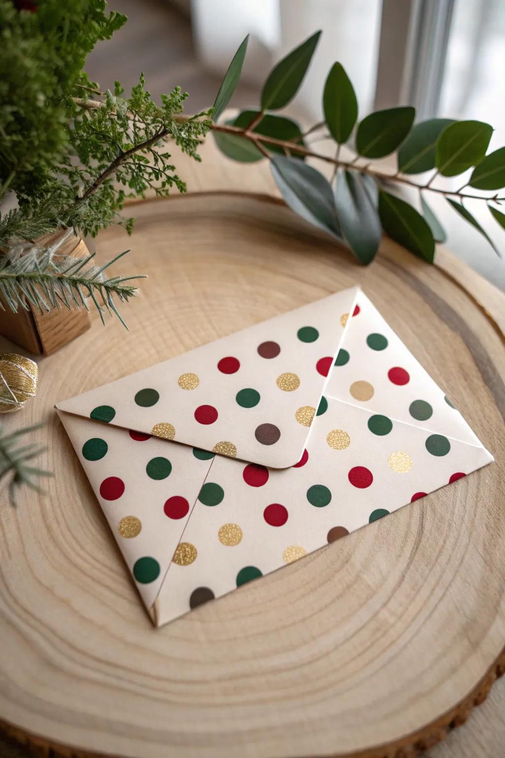 Inject a dash of festive jubilation via minimalist round patterns onto your festive envelopes!