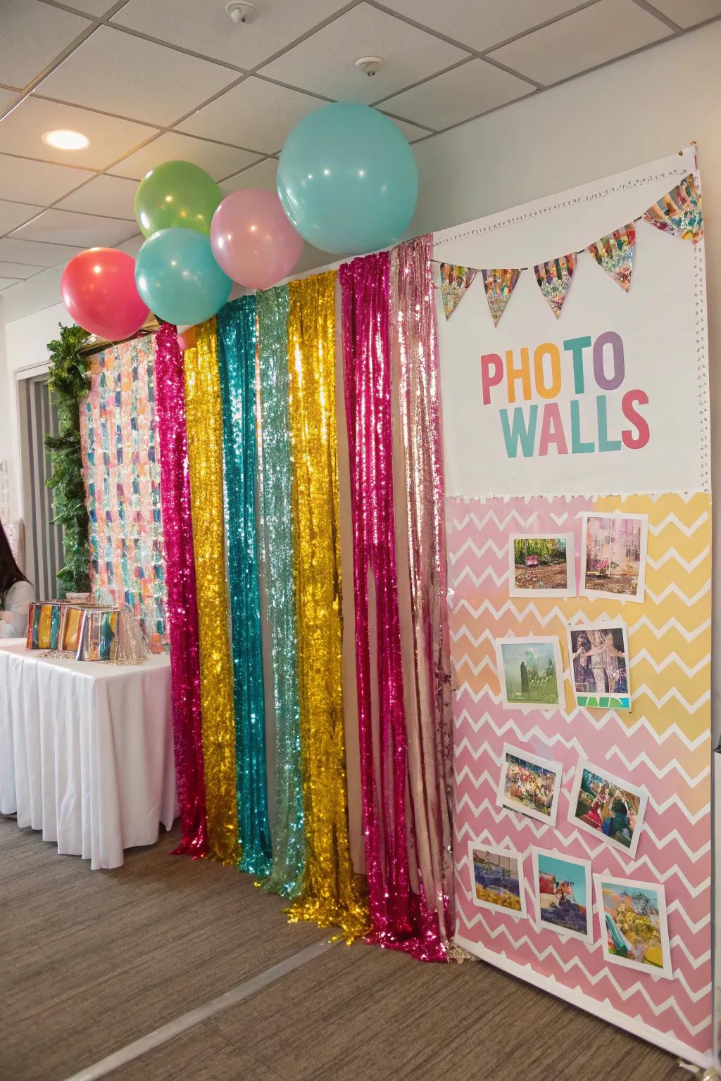 A festive picture wall is a fun way for guests to capture memories.