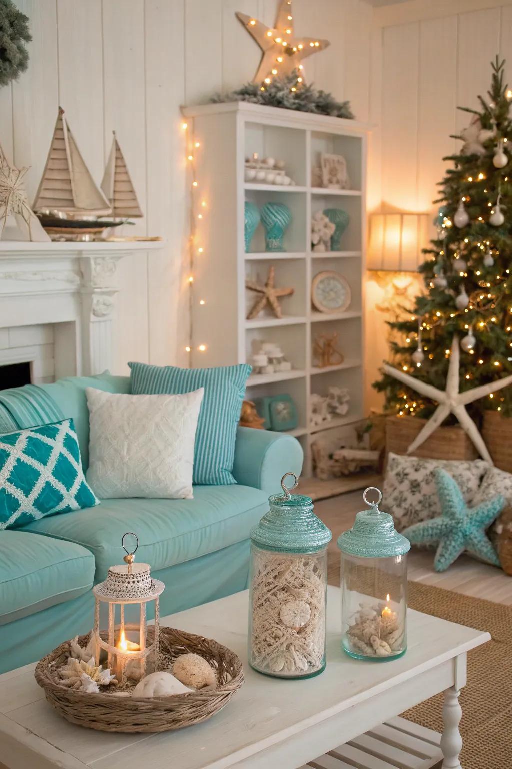 A seaside jubilee sprinkled with ocean-inspired decorations.