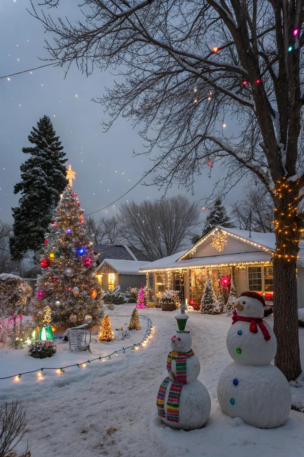 A yard transformed into a magical winter wonder-world.
