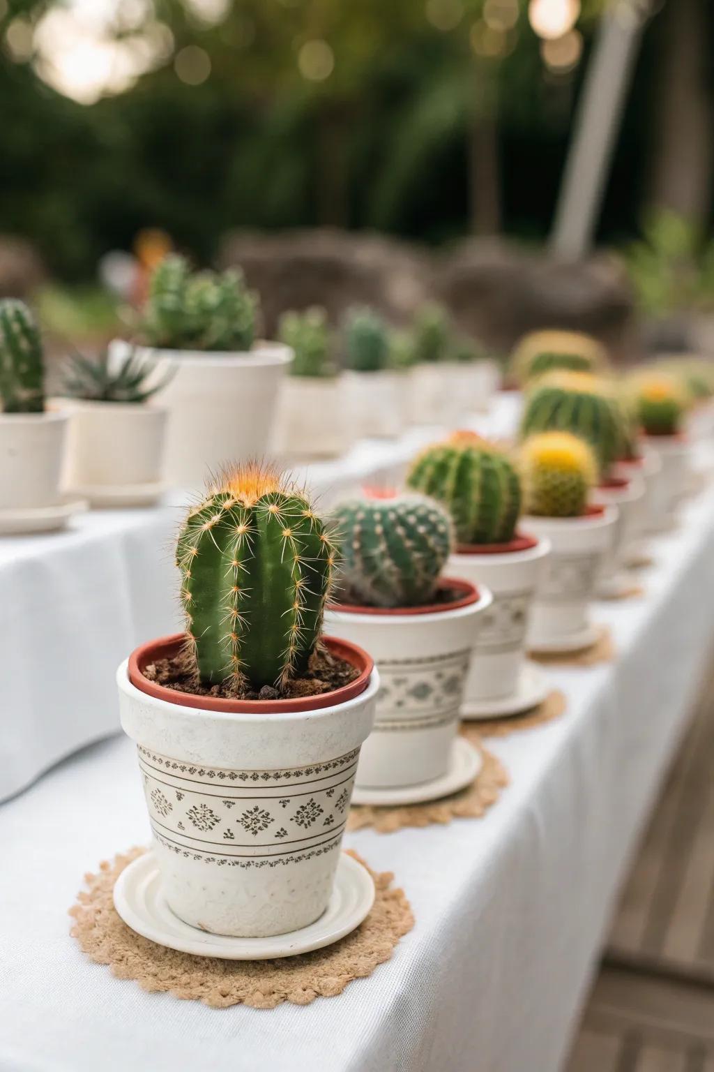 Desert plant decorations introduce a natural component to the party decoration.