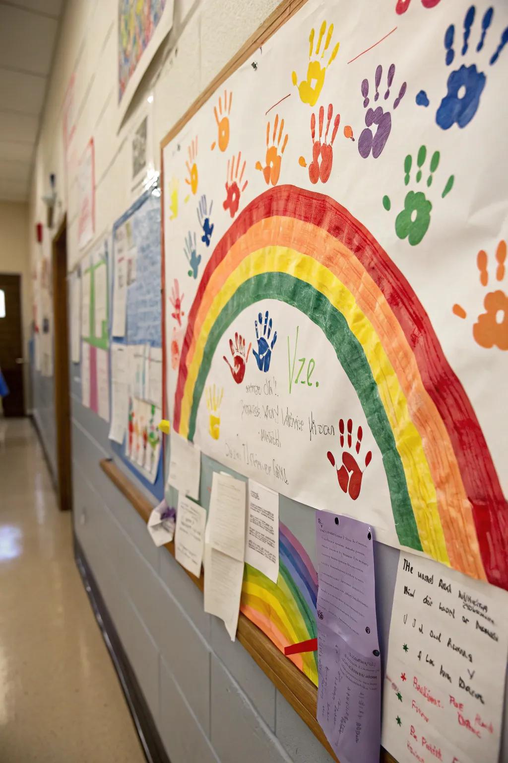 A rainbow-focused bulletin board symbolizing hope and renewal.