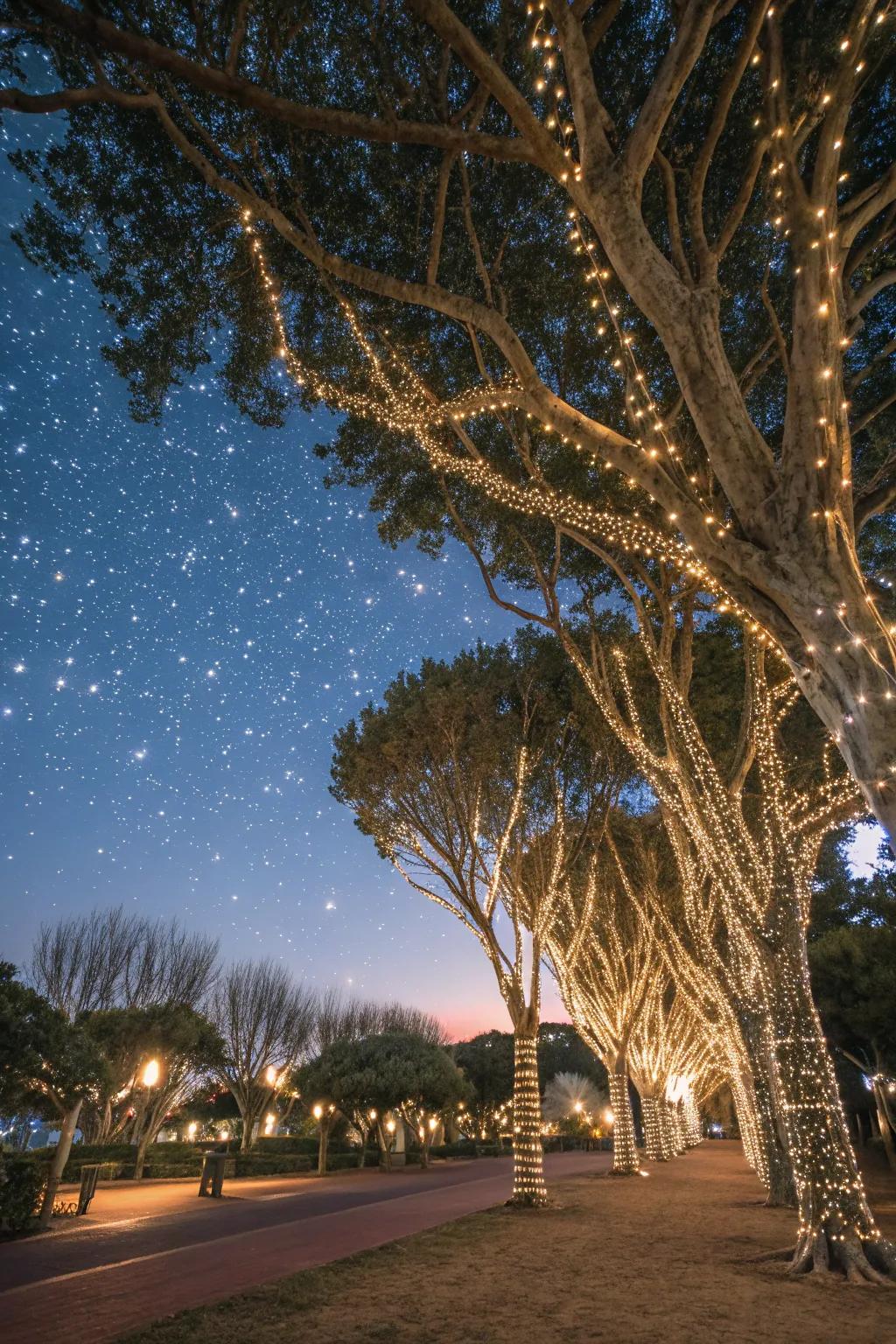 Captivating twinkling tree covering featuring LED lights.
