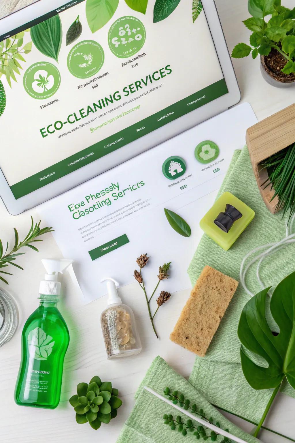Eco-friendly service section on a cleaning website.