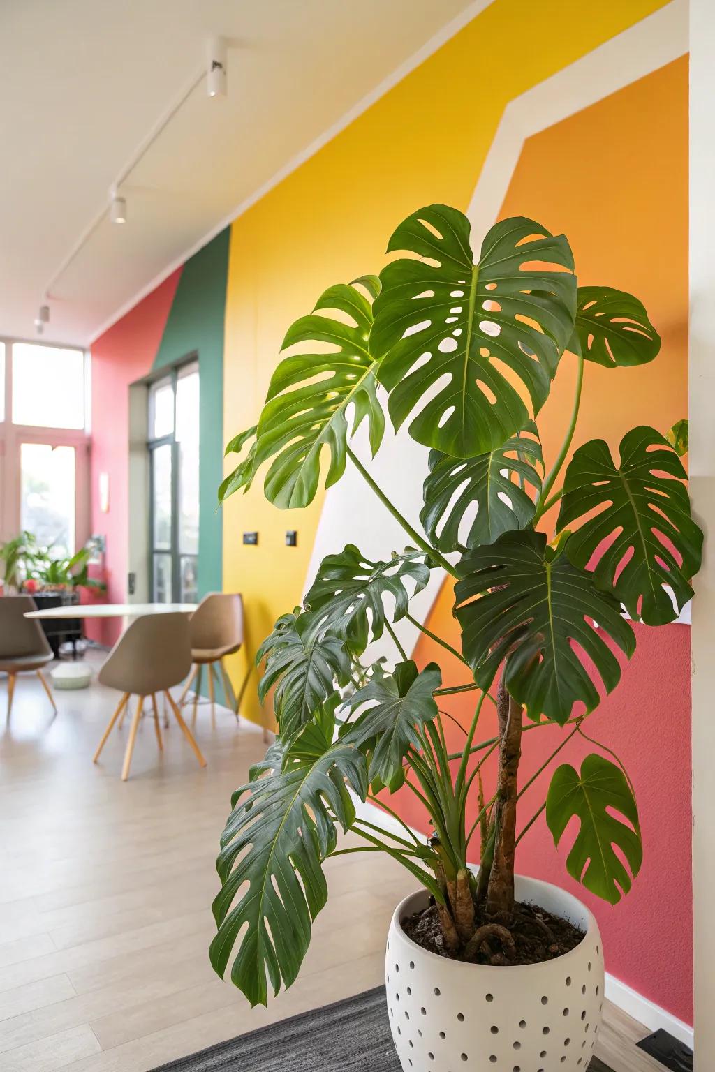 Give the plant a lively stage to be the star of the room