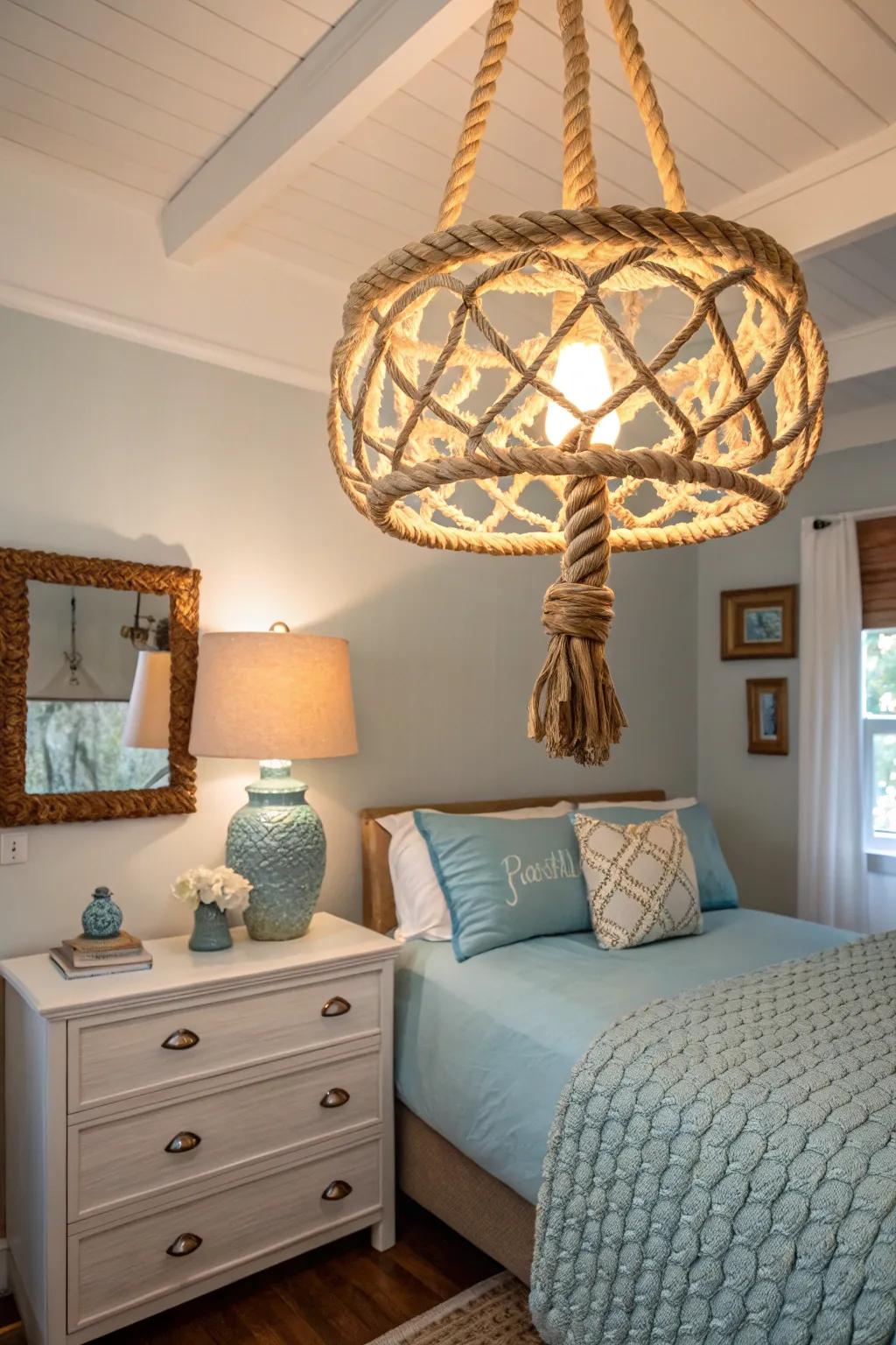 Nautical lighting adds character to your coastal bedroom.