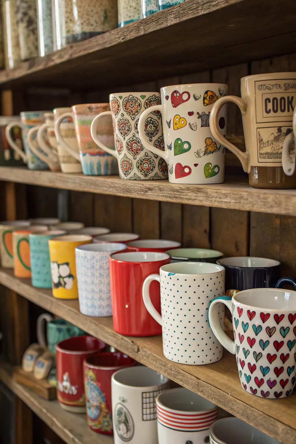 A mix of mugs adds character and tells a story in your coffee bar.