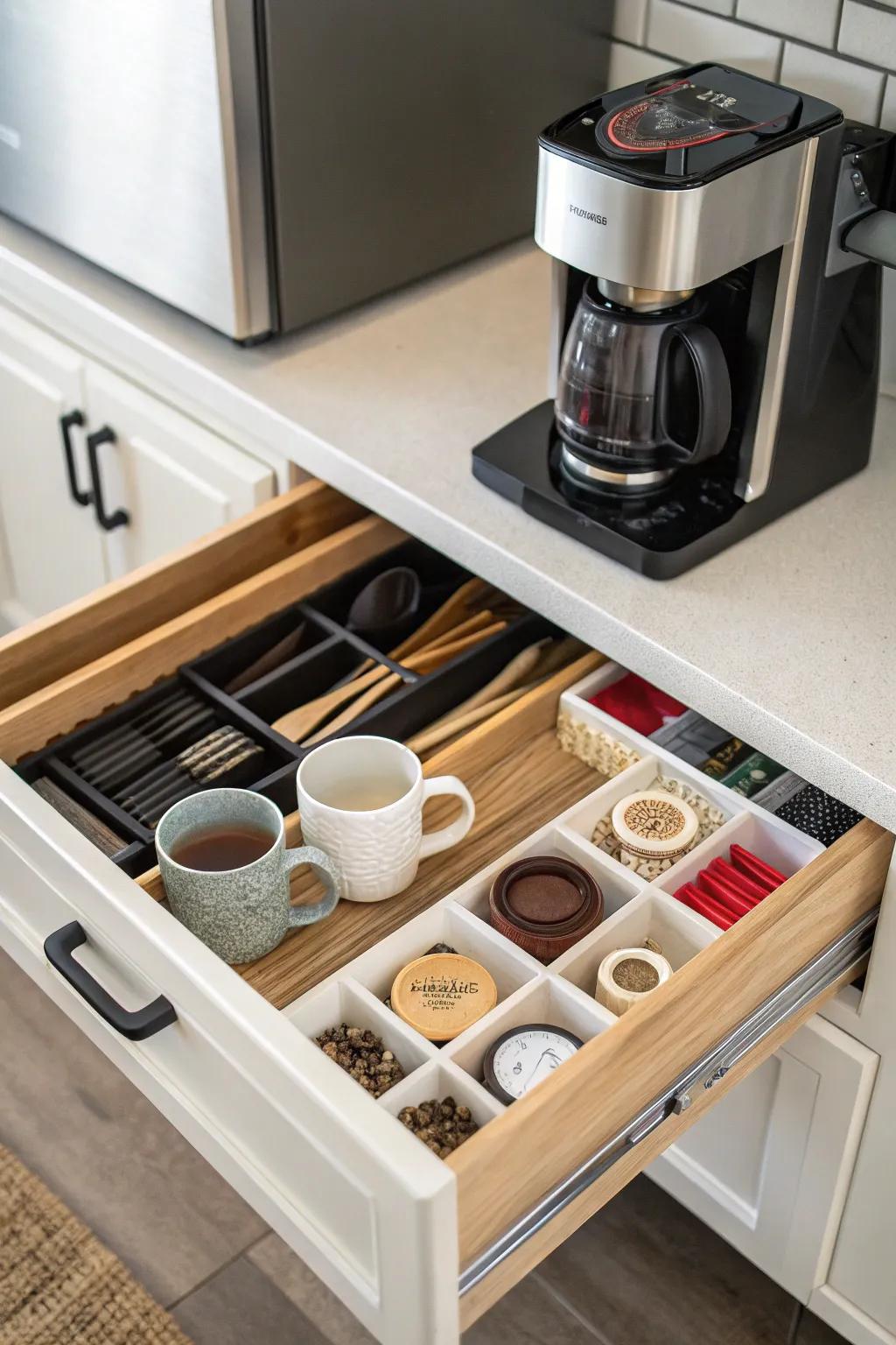 Achieve optimal arrangement with drawer partitioning.