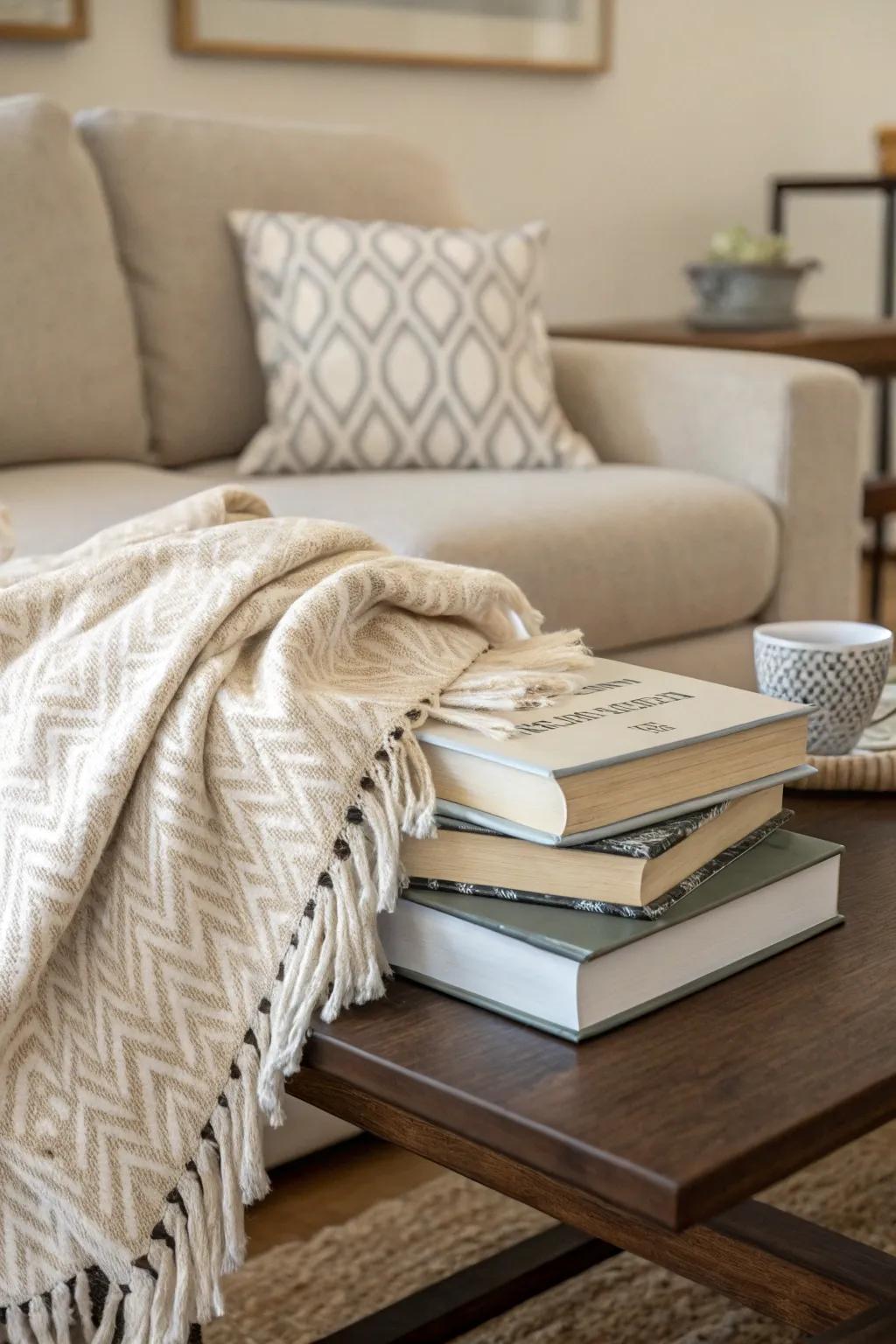 Layering textures results in a welcoming and cozy feel.