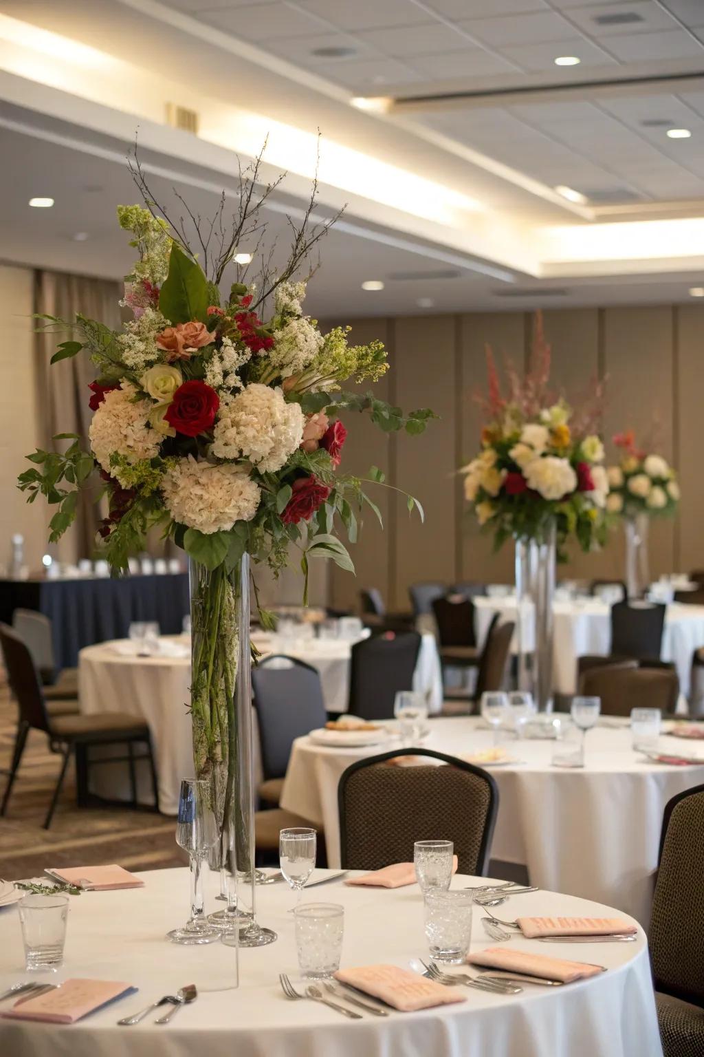 With floral arrangements, add a hint of the outdoors
