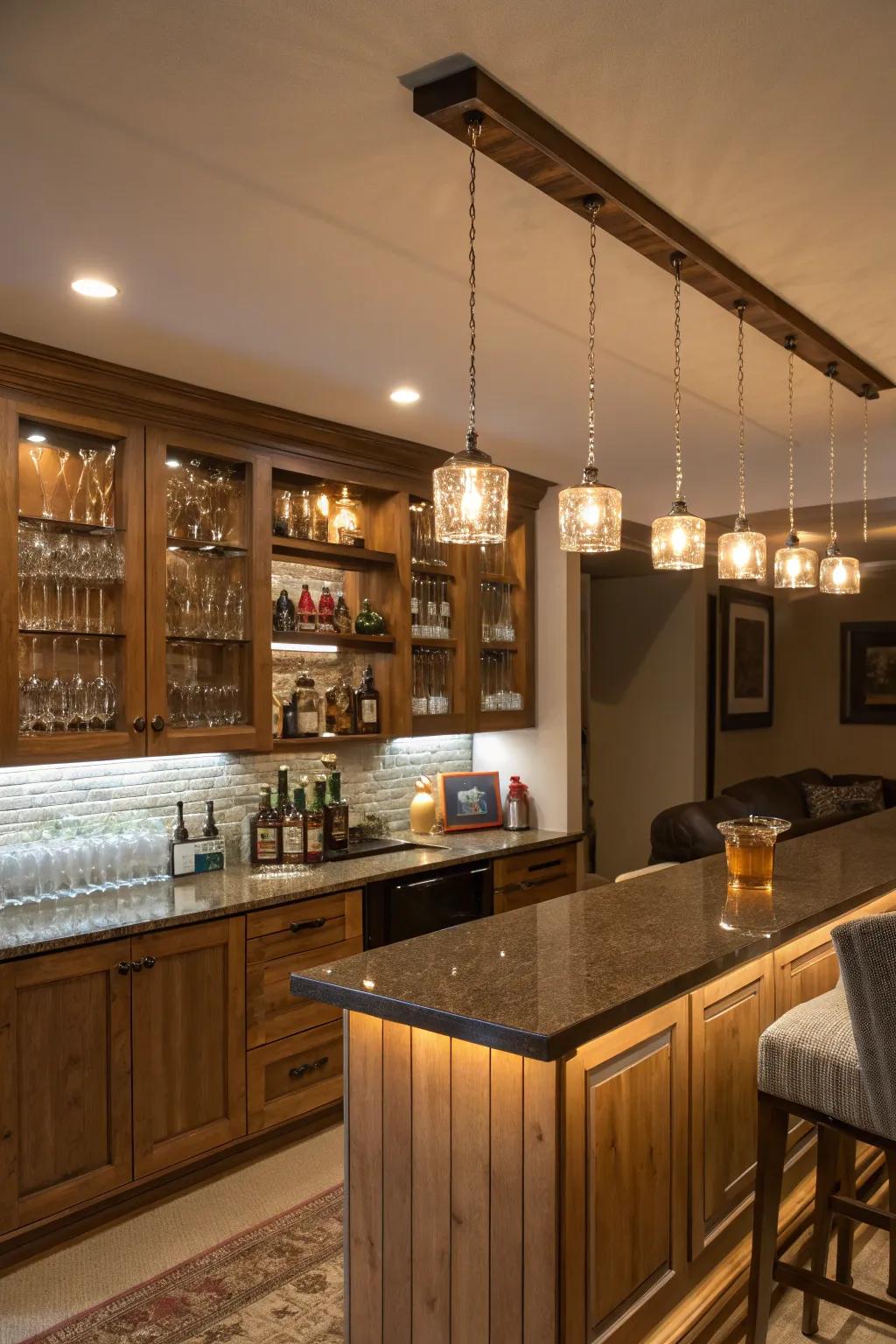 Change your bar's atmosphere with creative lighting.