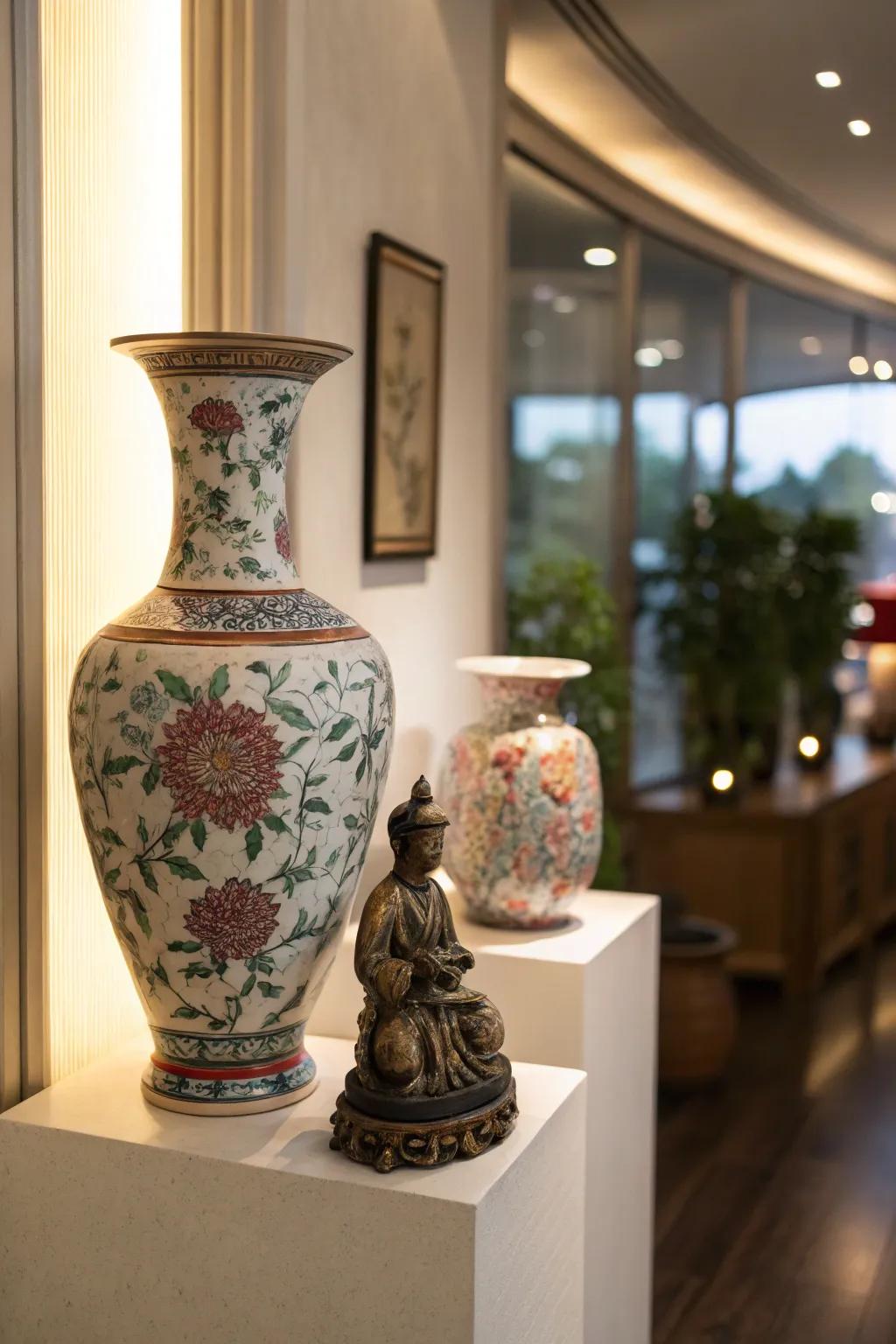 Display your prized decor pieces to impart character.