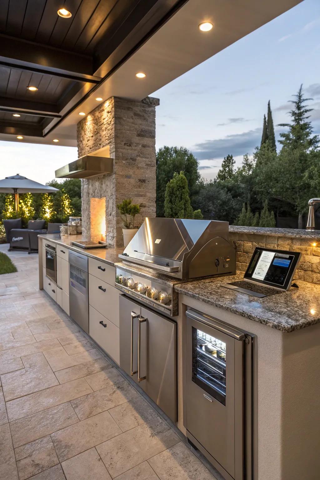 Enhance your outdoor kitchen with smart technology for ultimate convenience.