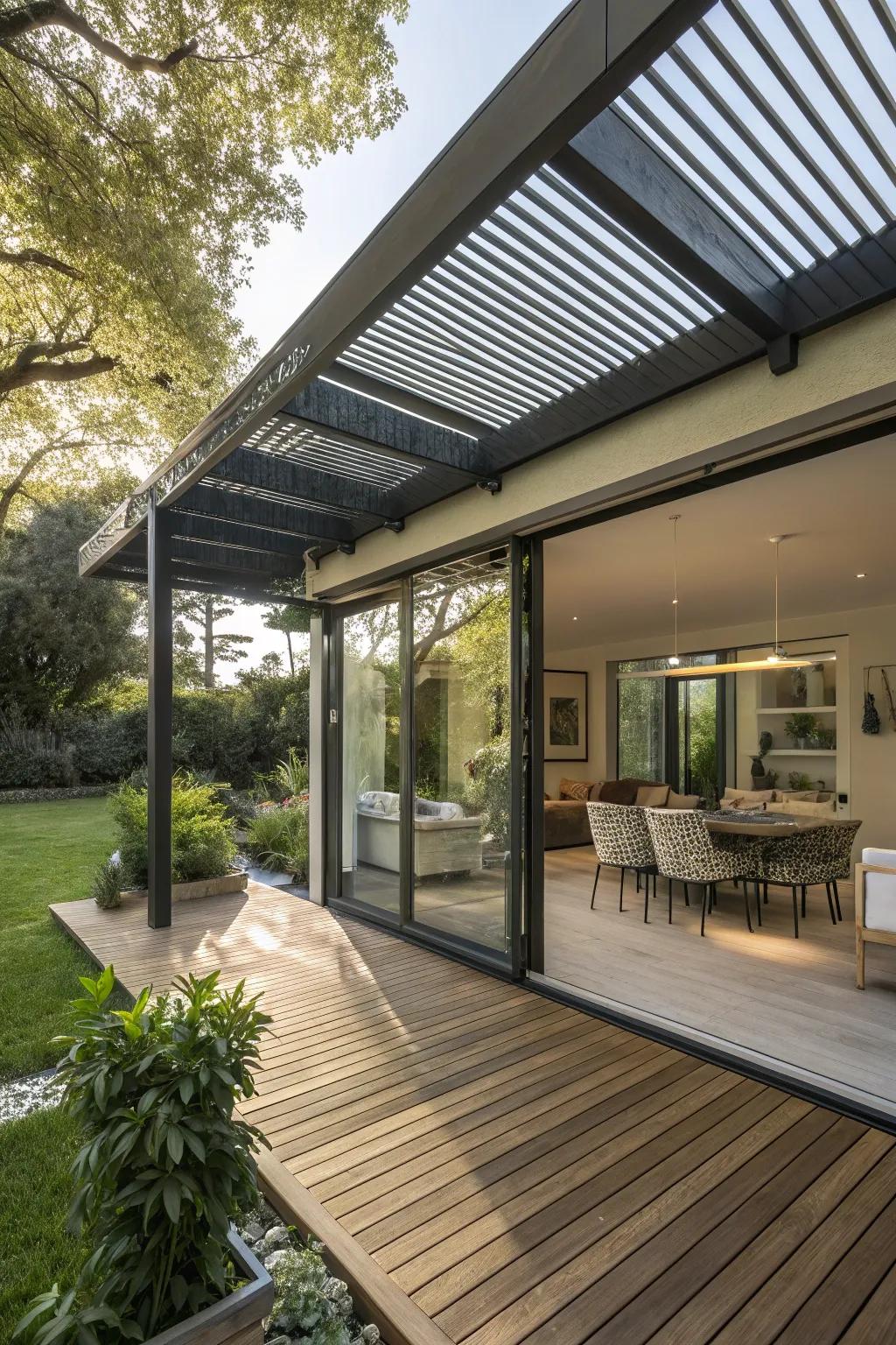 A segment structure delivers shade and design even in smaller areas.