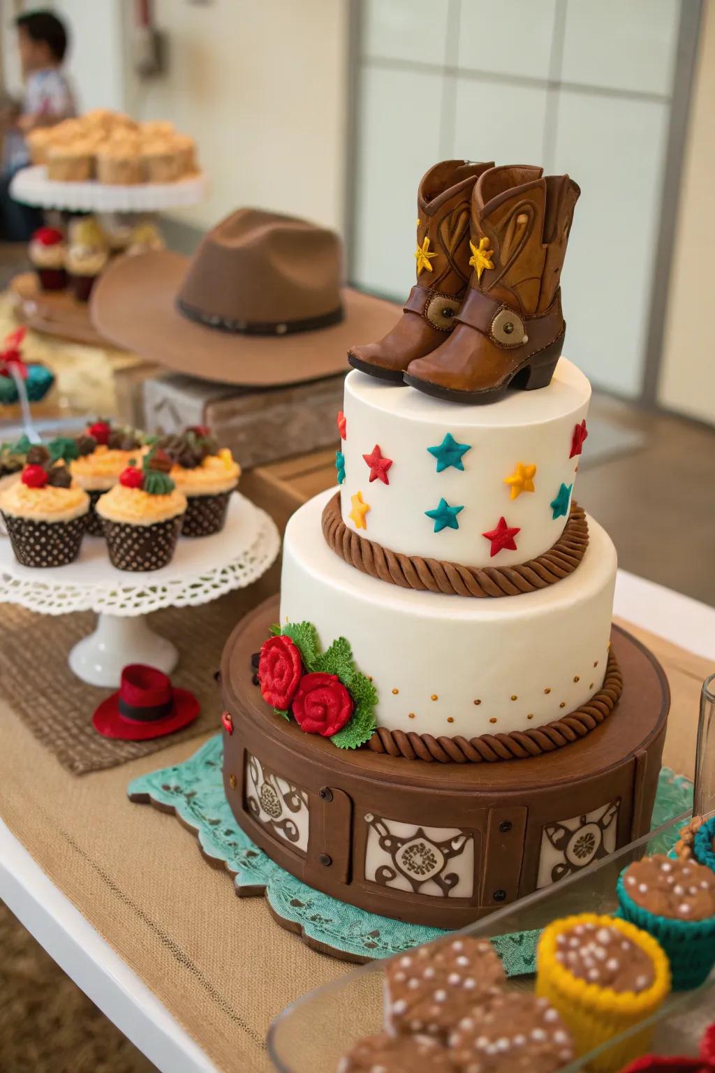 Delight your guests using a cowpoke-inspired sweet centerpiece.