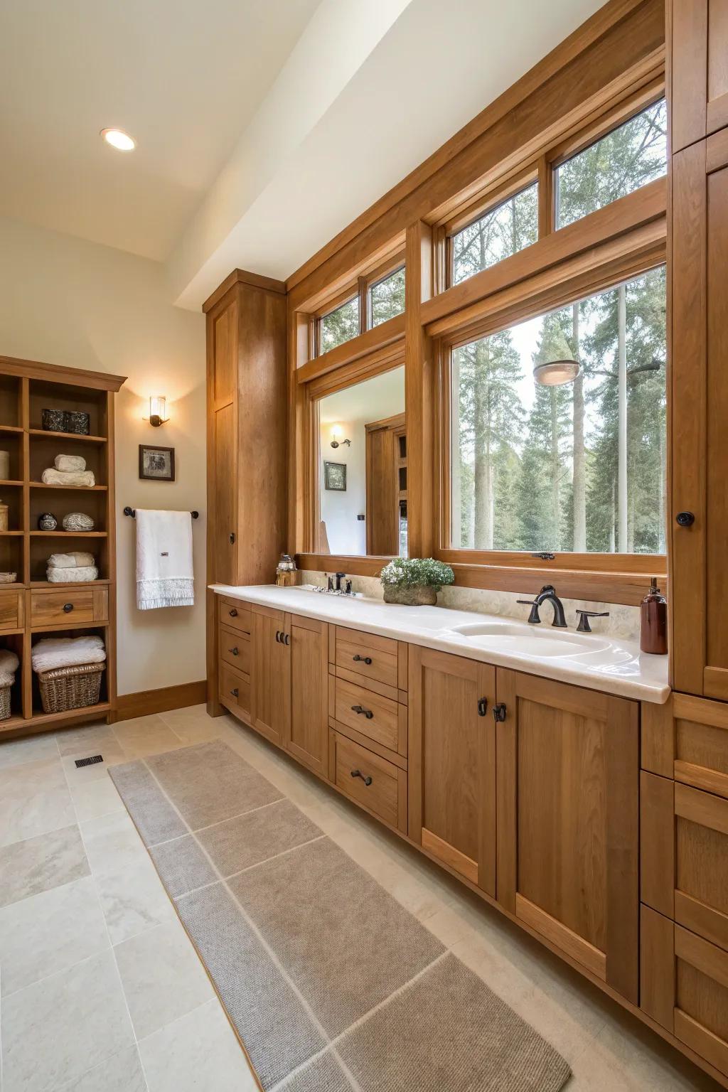 A functional and simple plan in a craftsman bathroom.