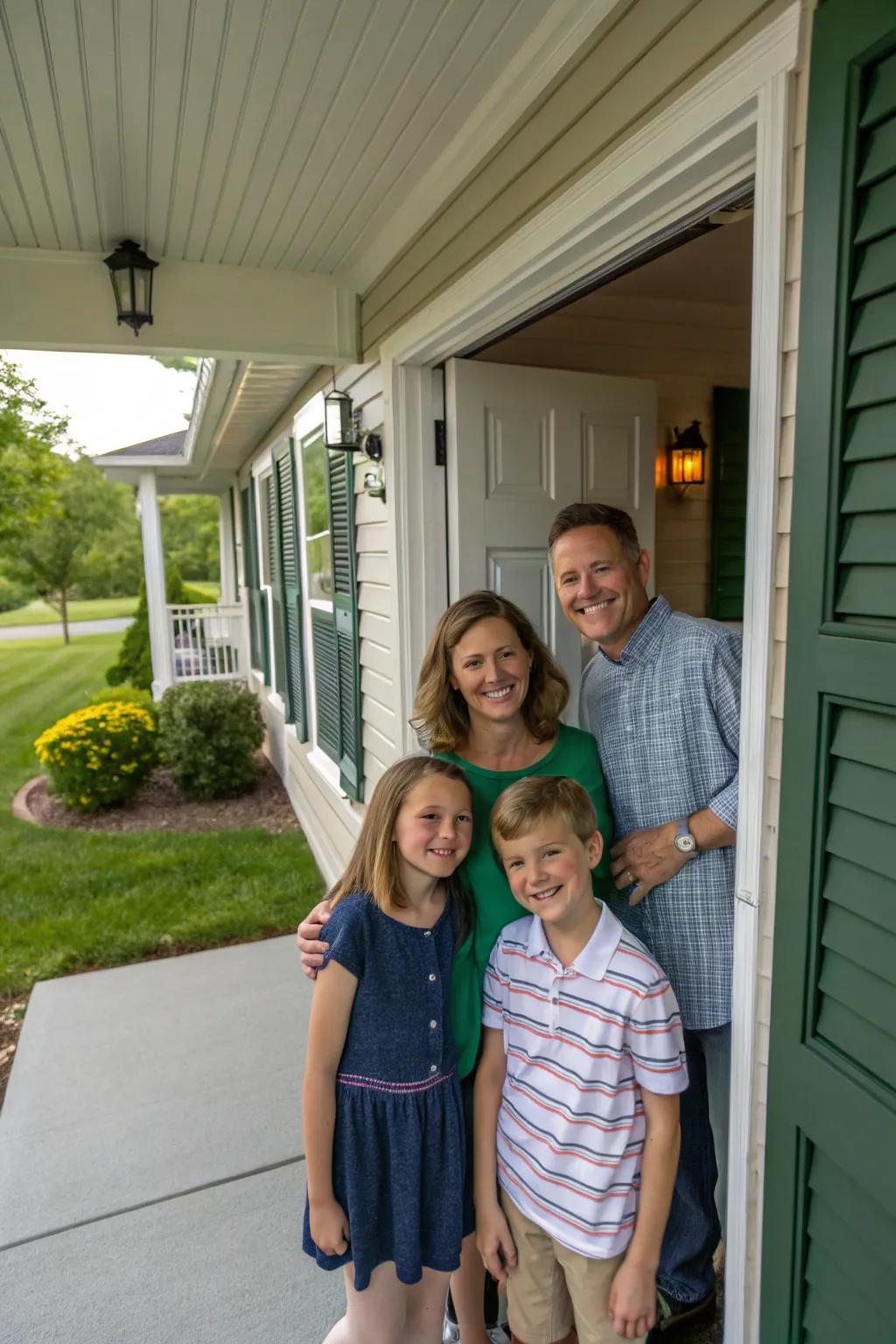 The warmth and unity of family life are symbolized by a doorway scene.