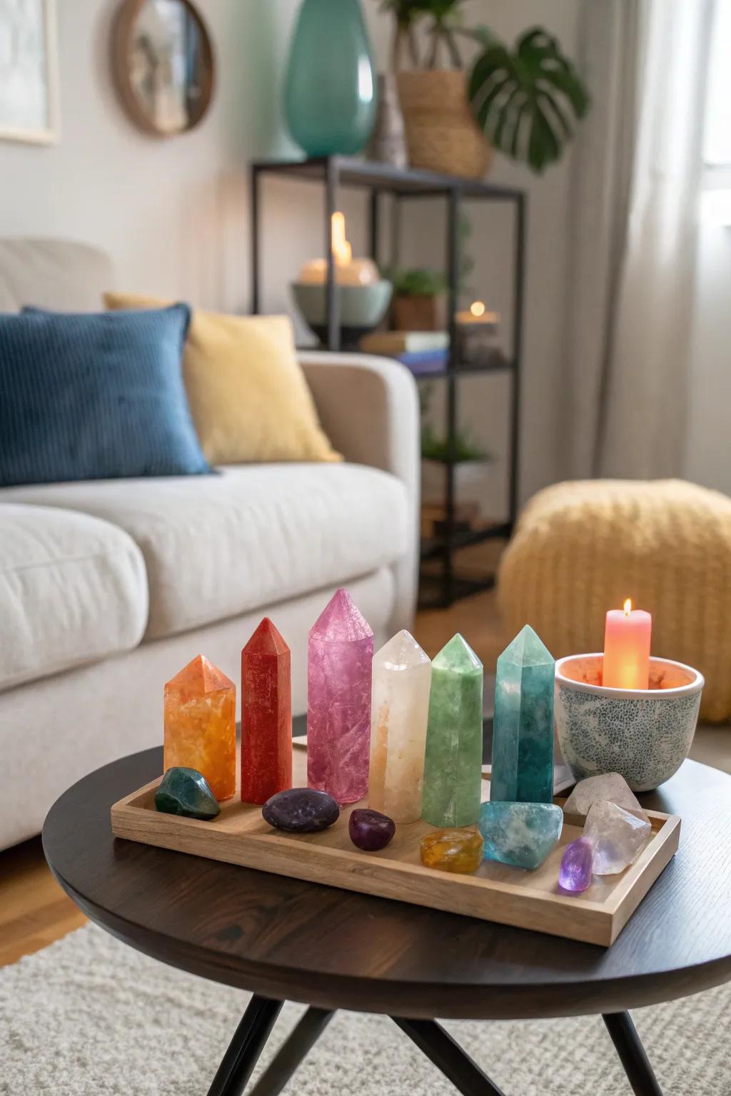 Behold, a vibrant medley of colorful crystals conceives visual captivation.