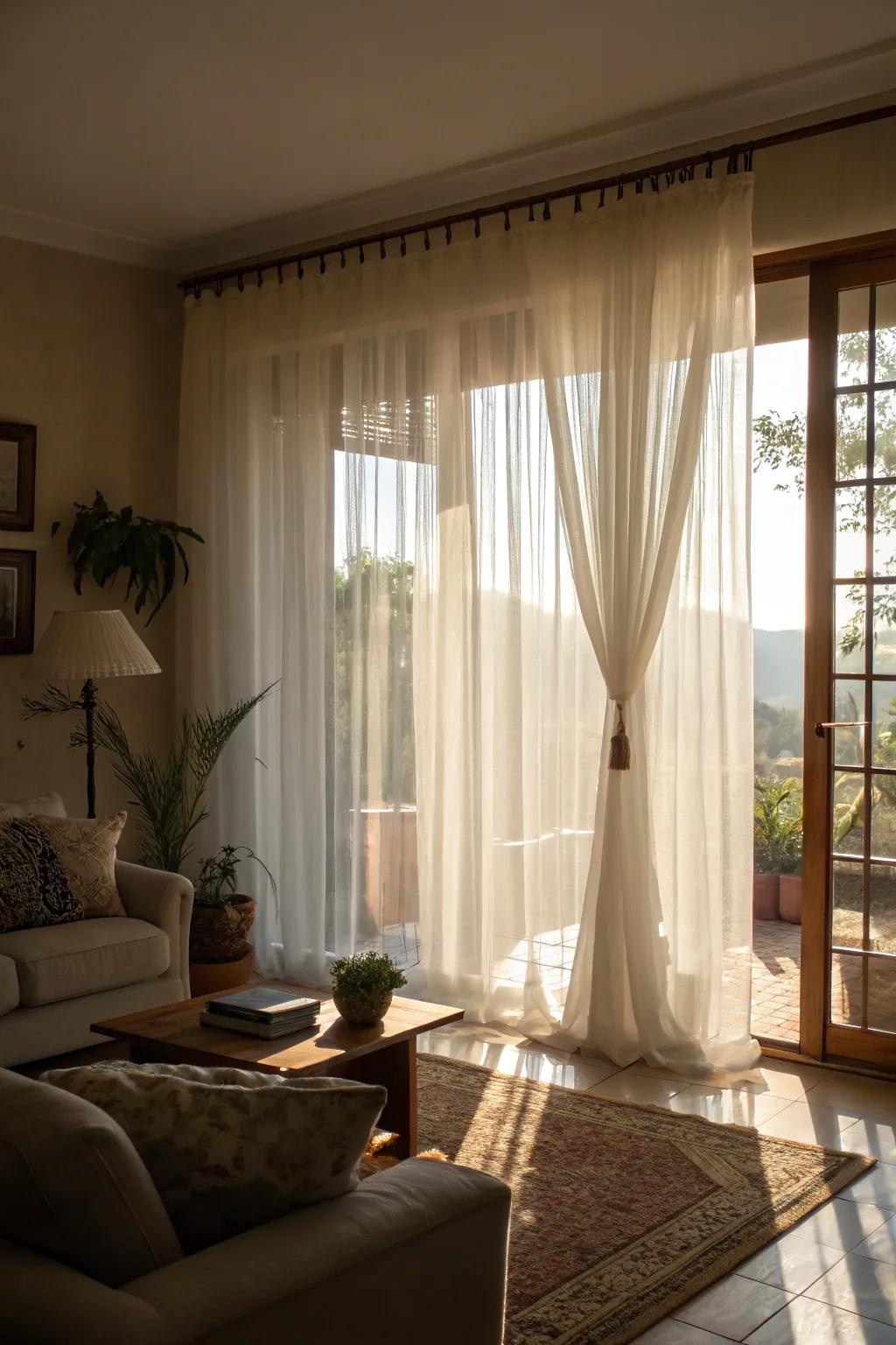 Airy window coverings brighten your ambiance.