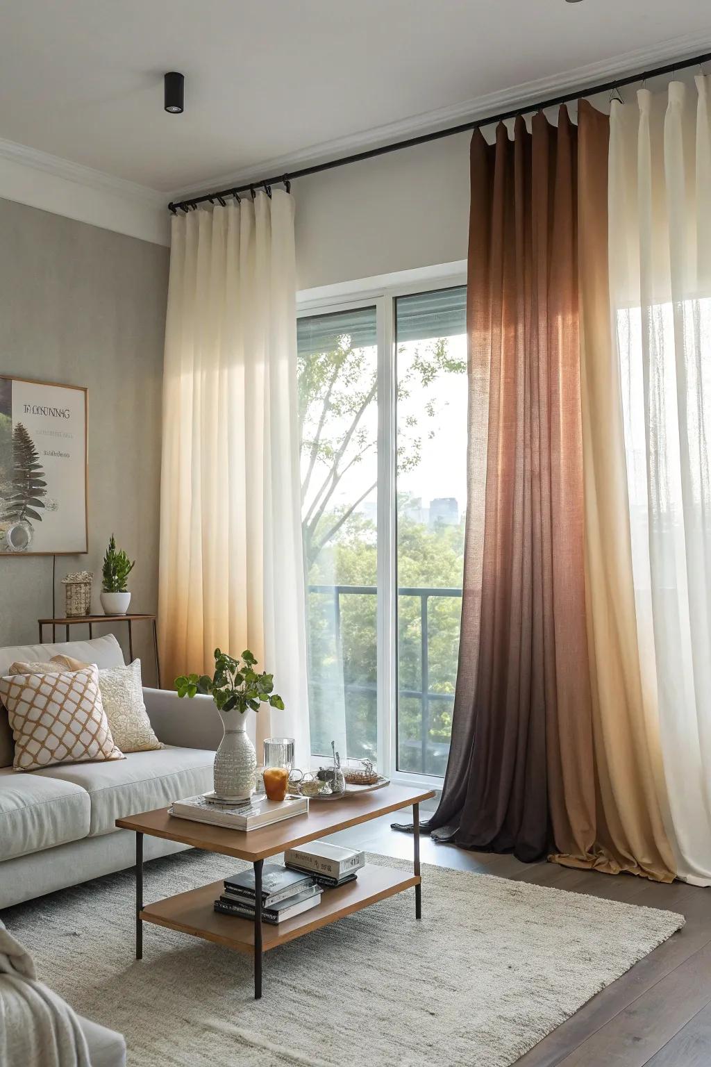 Ombre window coverings offer a stylish and sophisticated look.