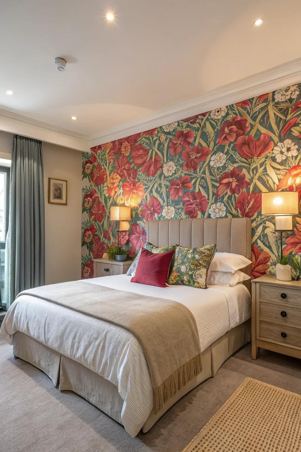 A feature wall adds depth and individuality to the space.