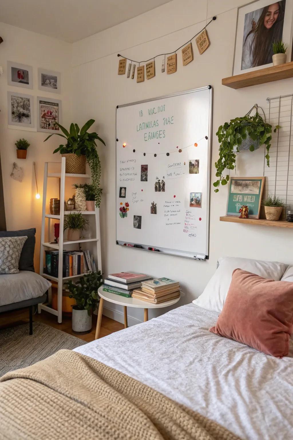 Keep vital reminders in sight with a magnetic whiteboard.