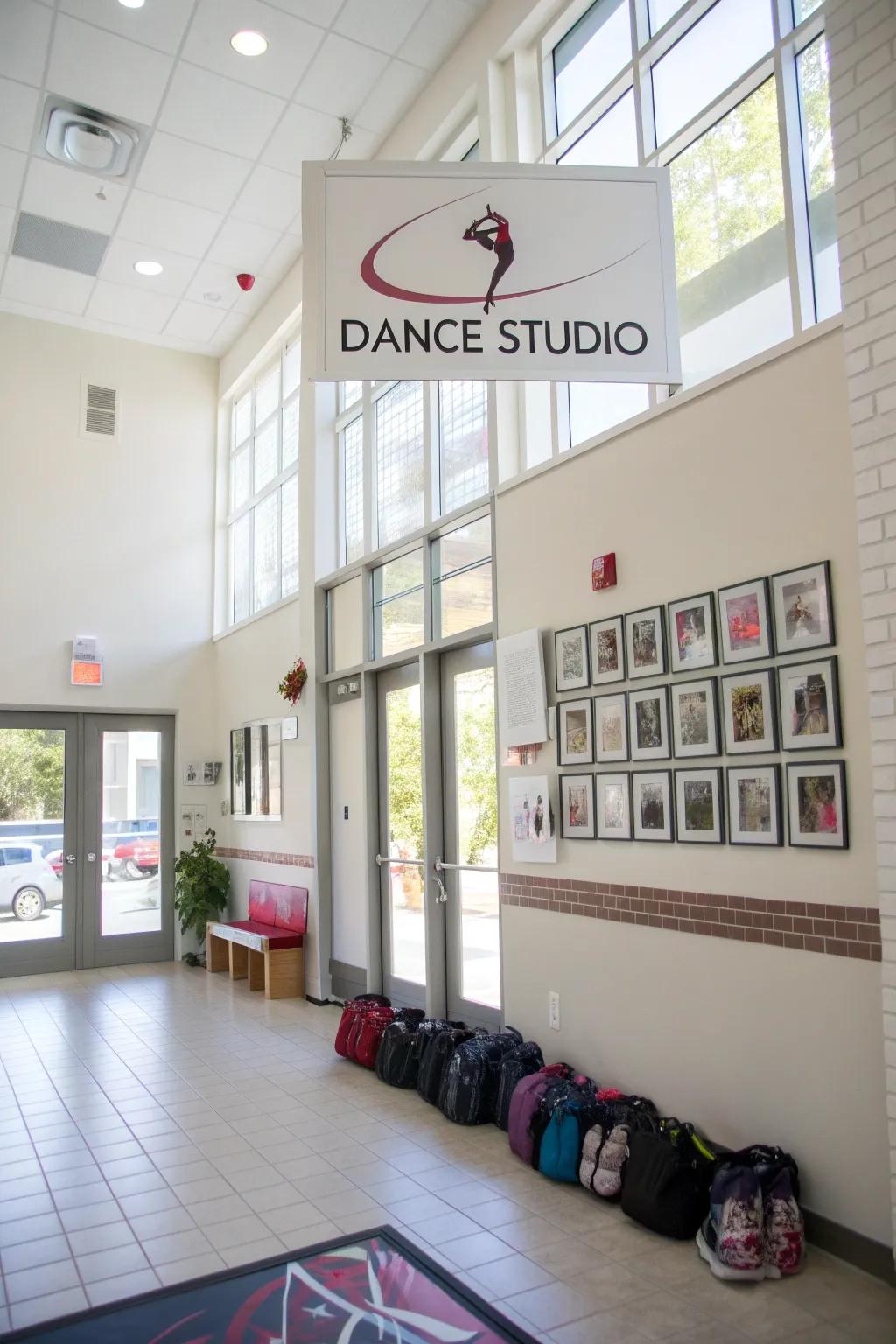 Prominent branding strengthens the studio&rsquo;s character.