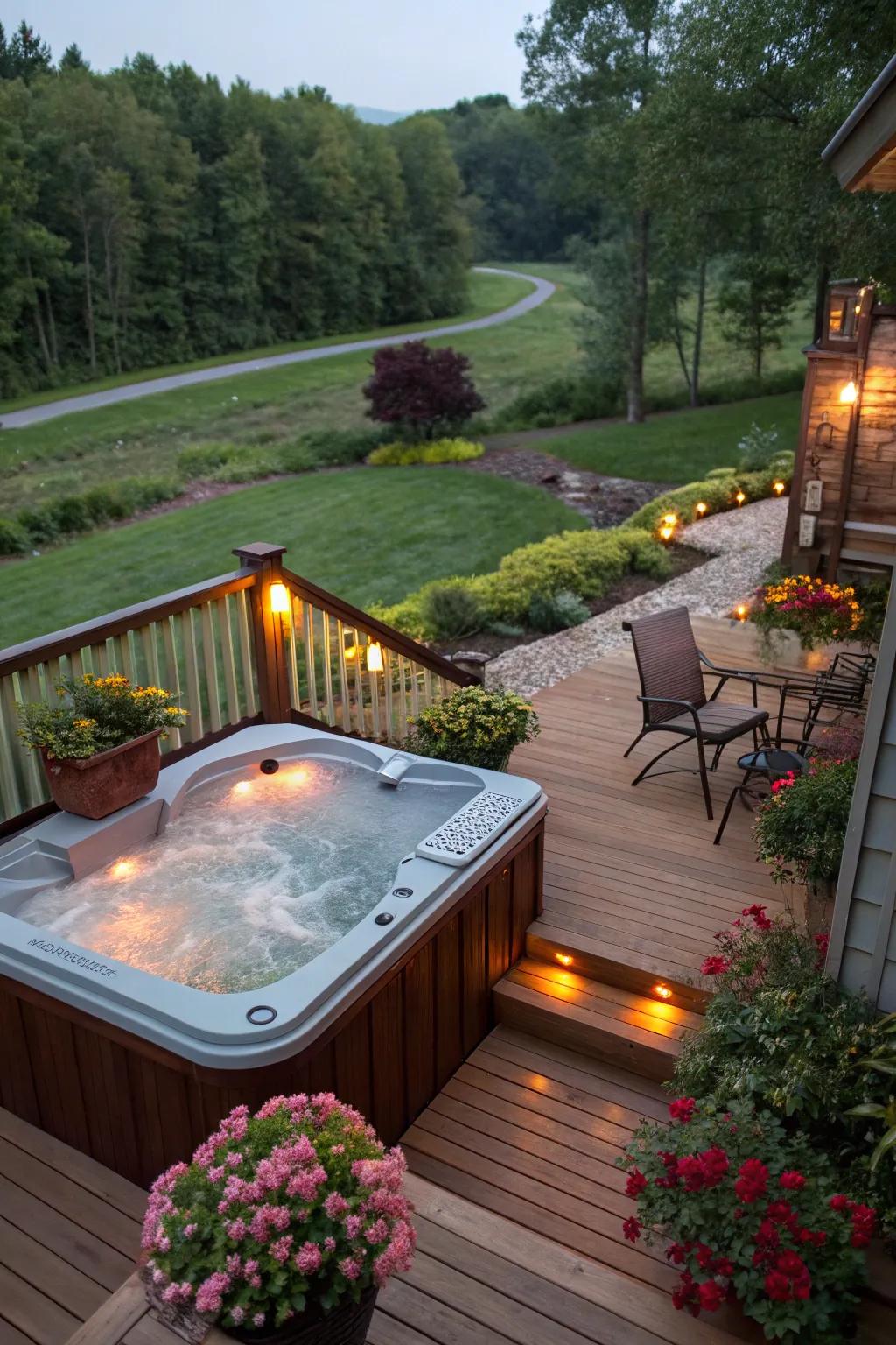 A hot tub adds a touch of luxury to your deck extension.