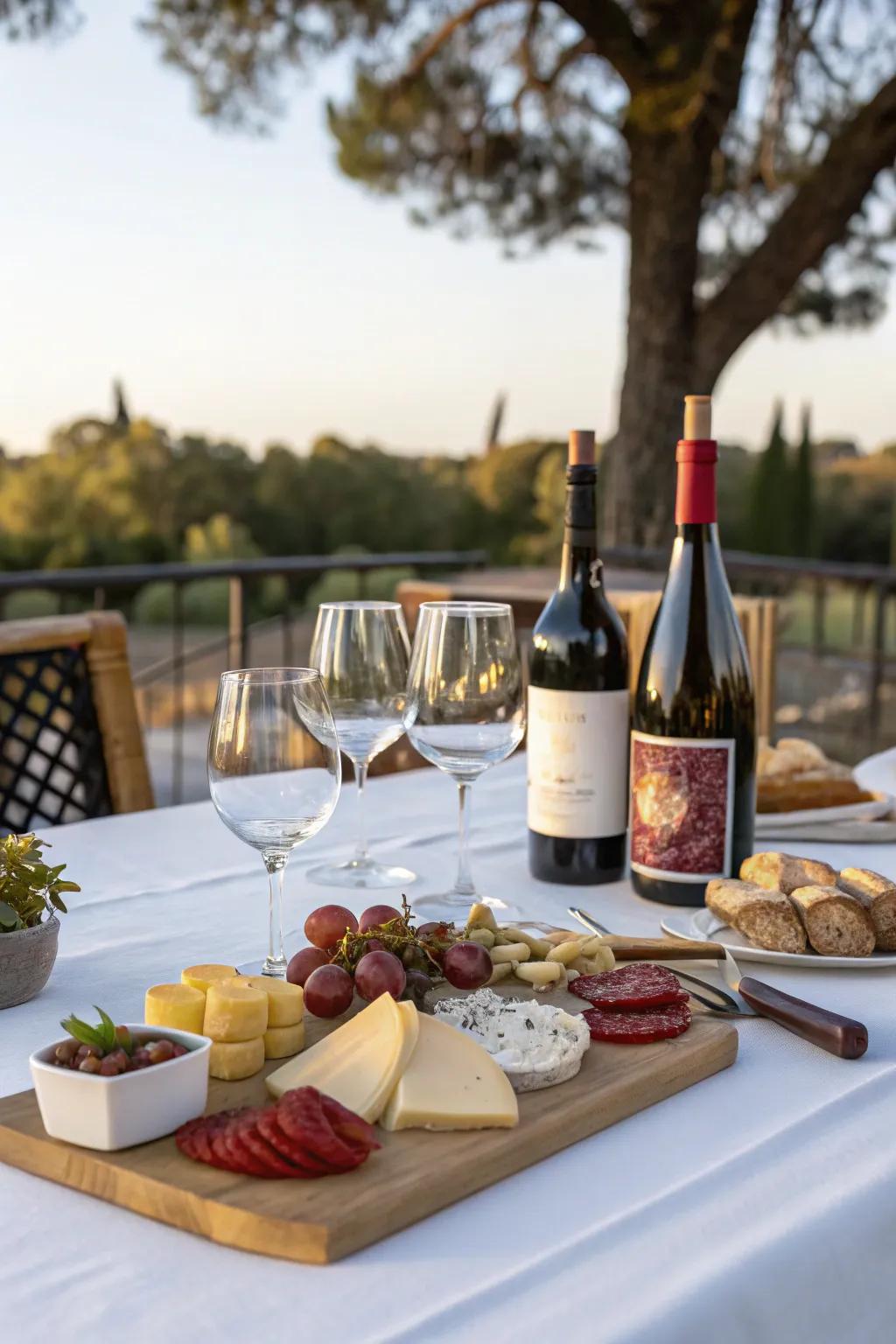 Wine tasting on the deck offers a touch of refinement.