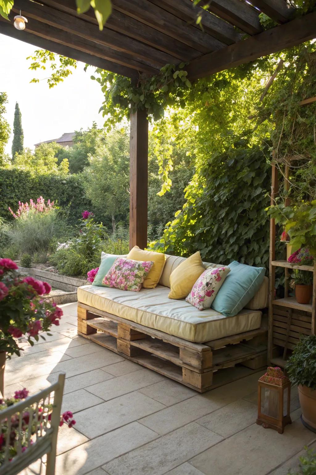 Relax in style using a skid outdoor sofa.