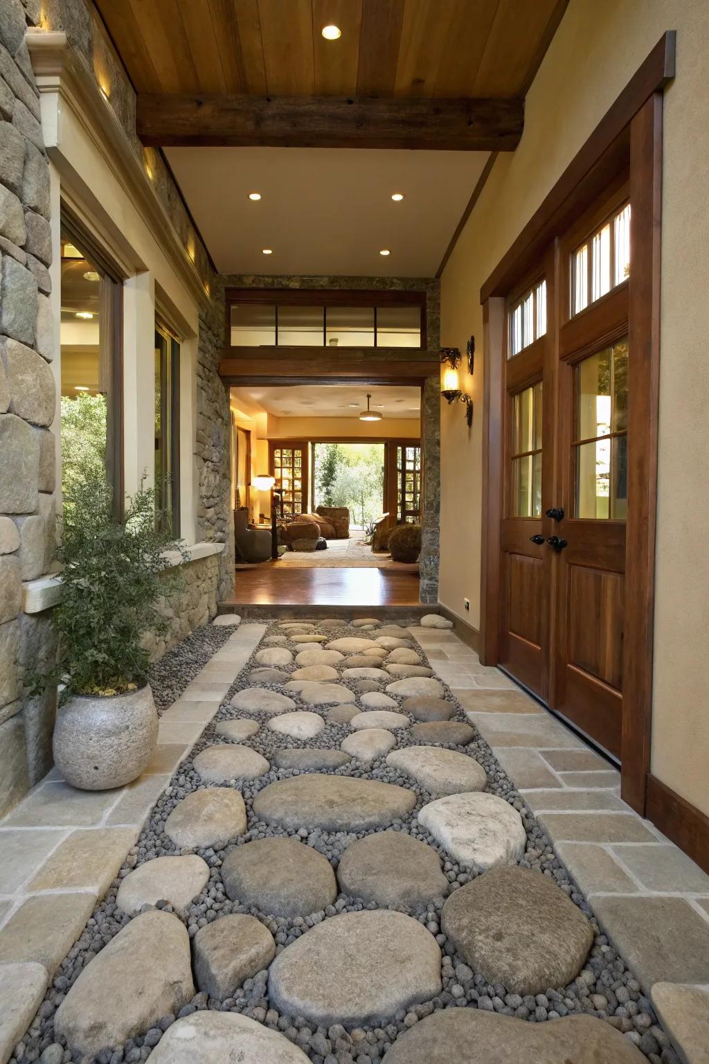 Establish a grand entrance using stone routes in your entryway.