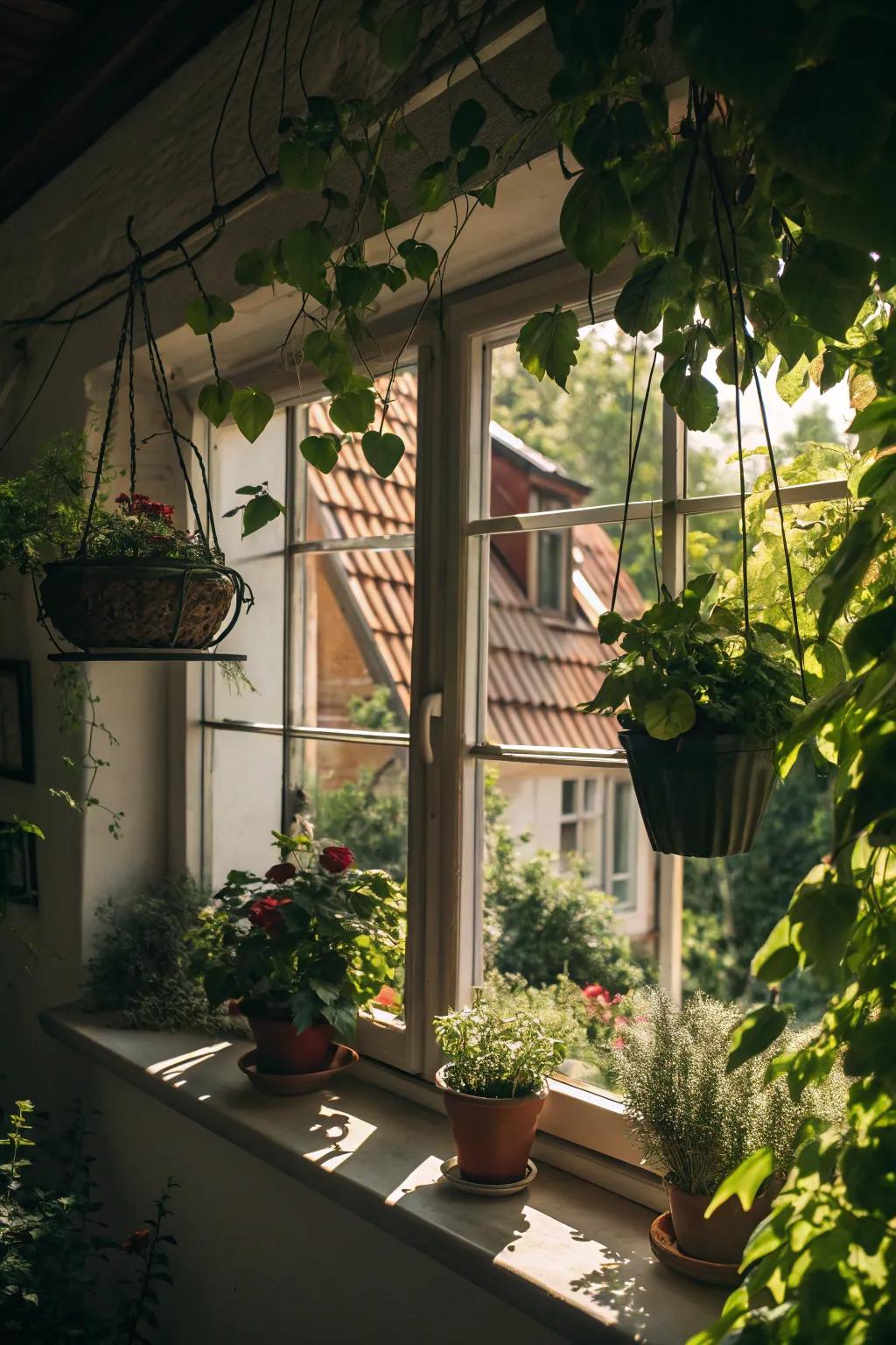 Greenery breathes vitality into your dormer space.