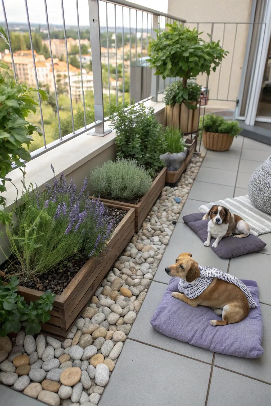 A sensory garden imparts mental and sensory arousal for dogs.
