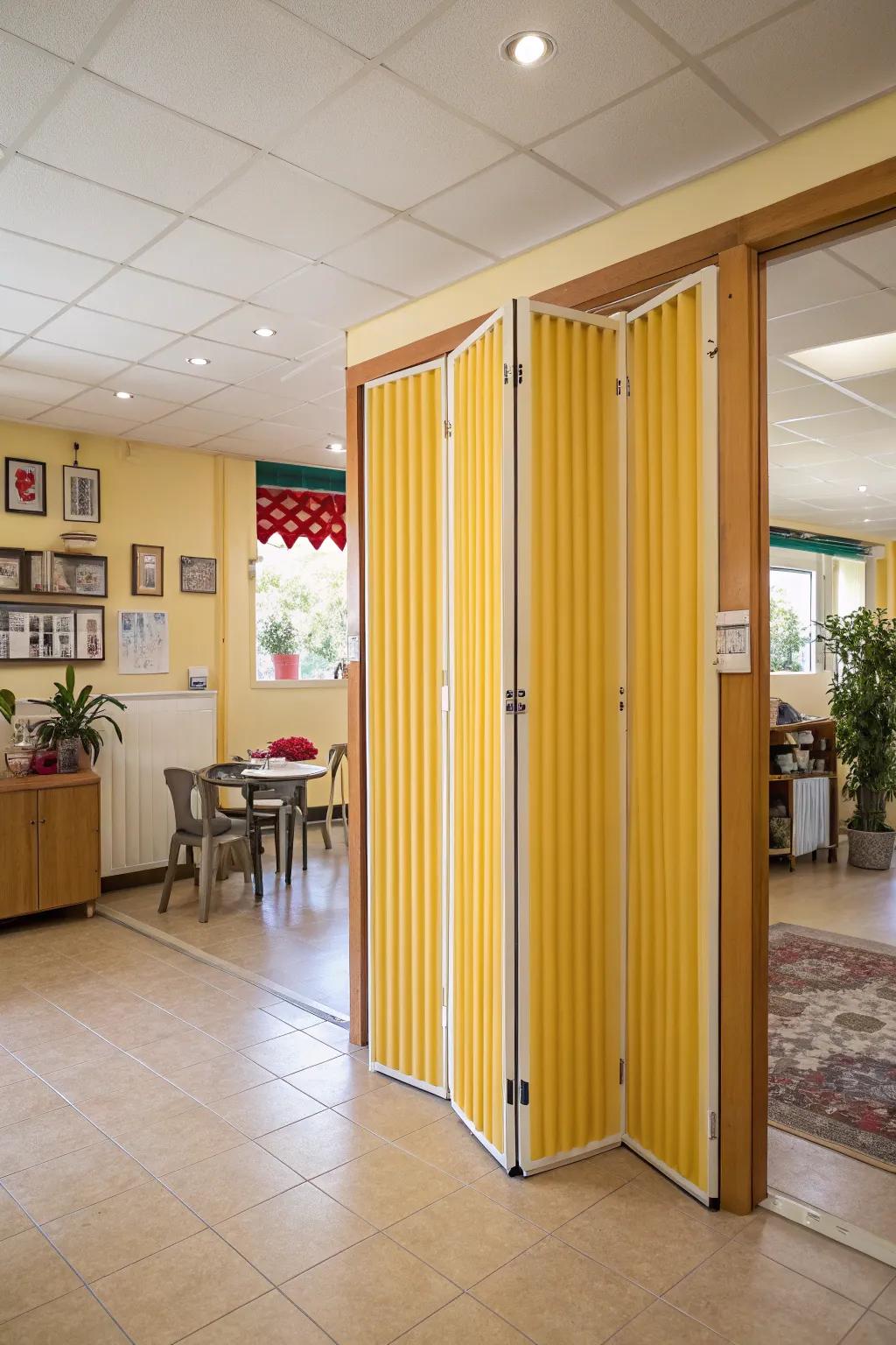 Bring adaptability with folding panel doors.