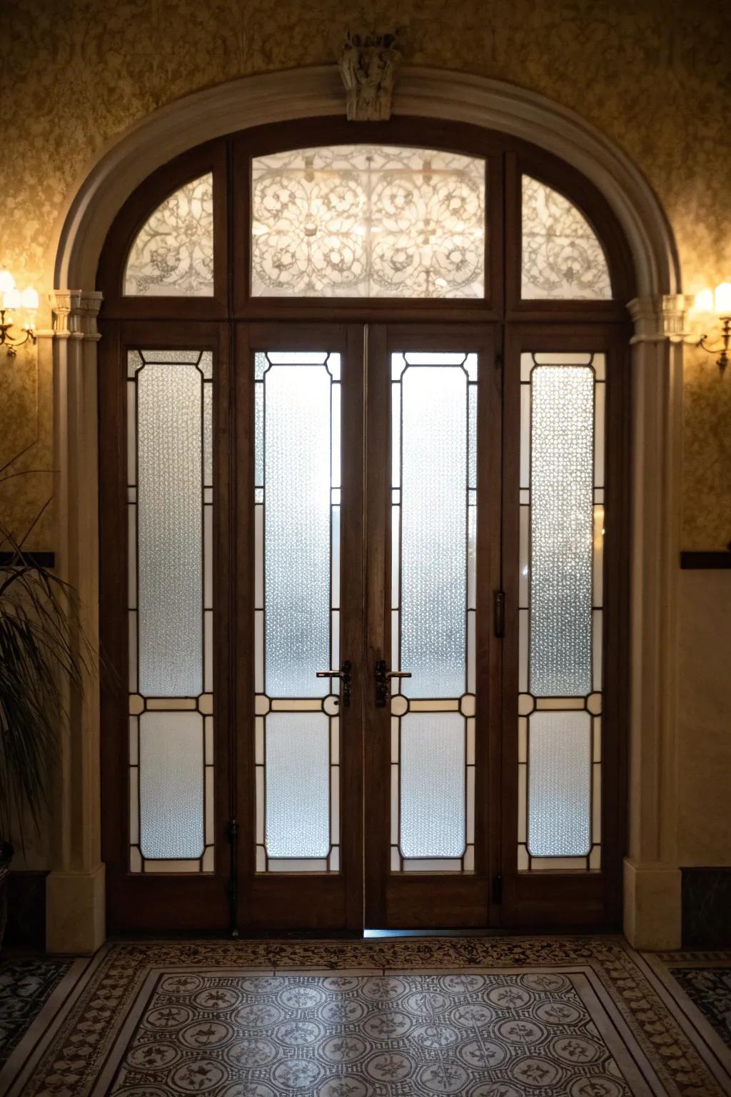 Elegant blurred glass doors that balance privacy and design.