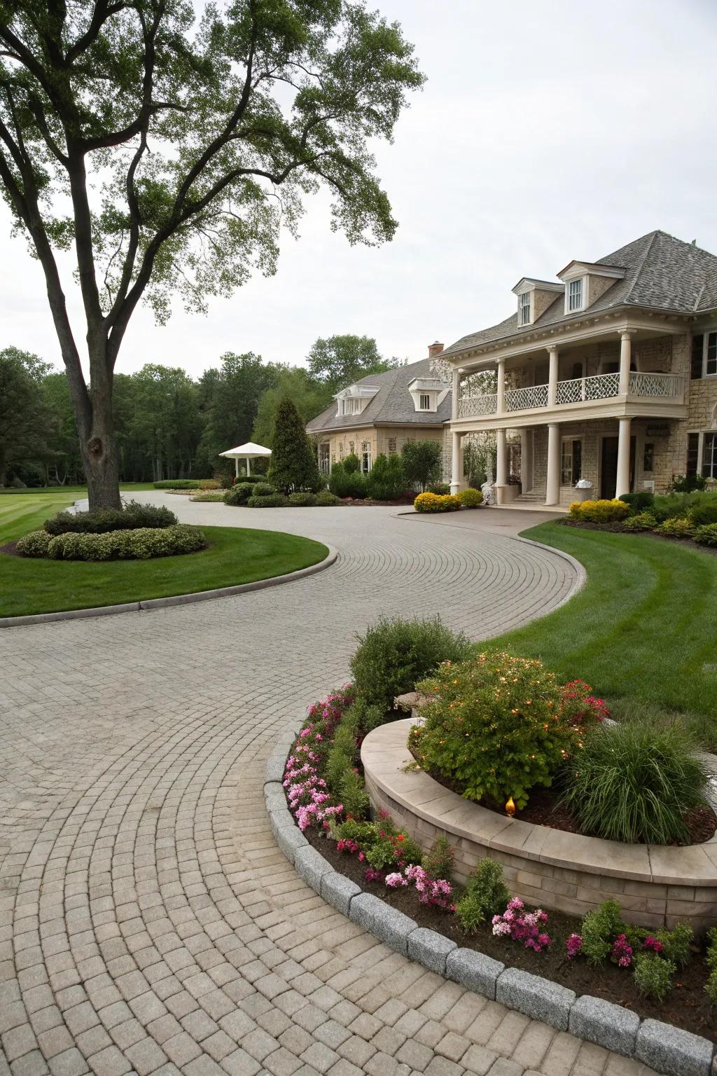 Round driveways offer grandeur and practicality.