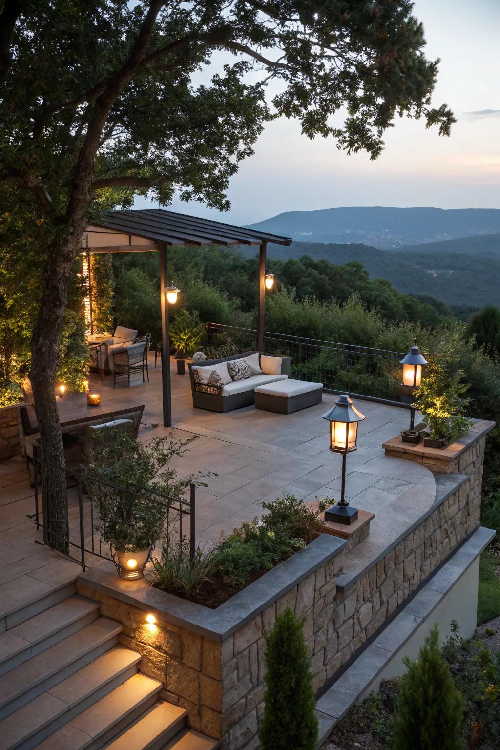 Subtle lighting enhances the ambiance for evening use.