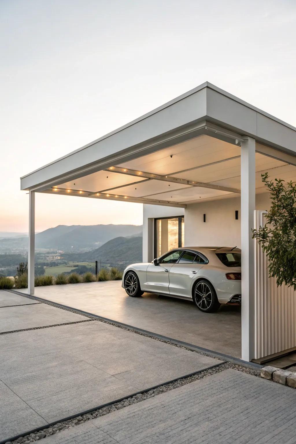 Achieve modern elegance with a sleek, minimalistic carport design.