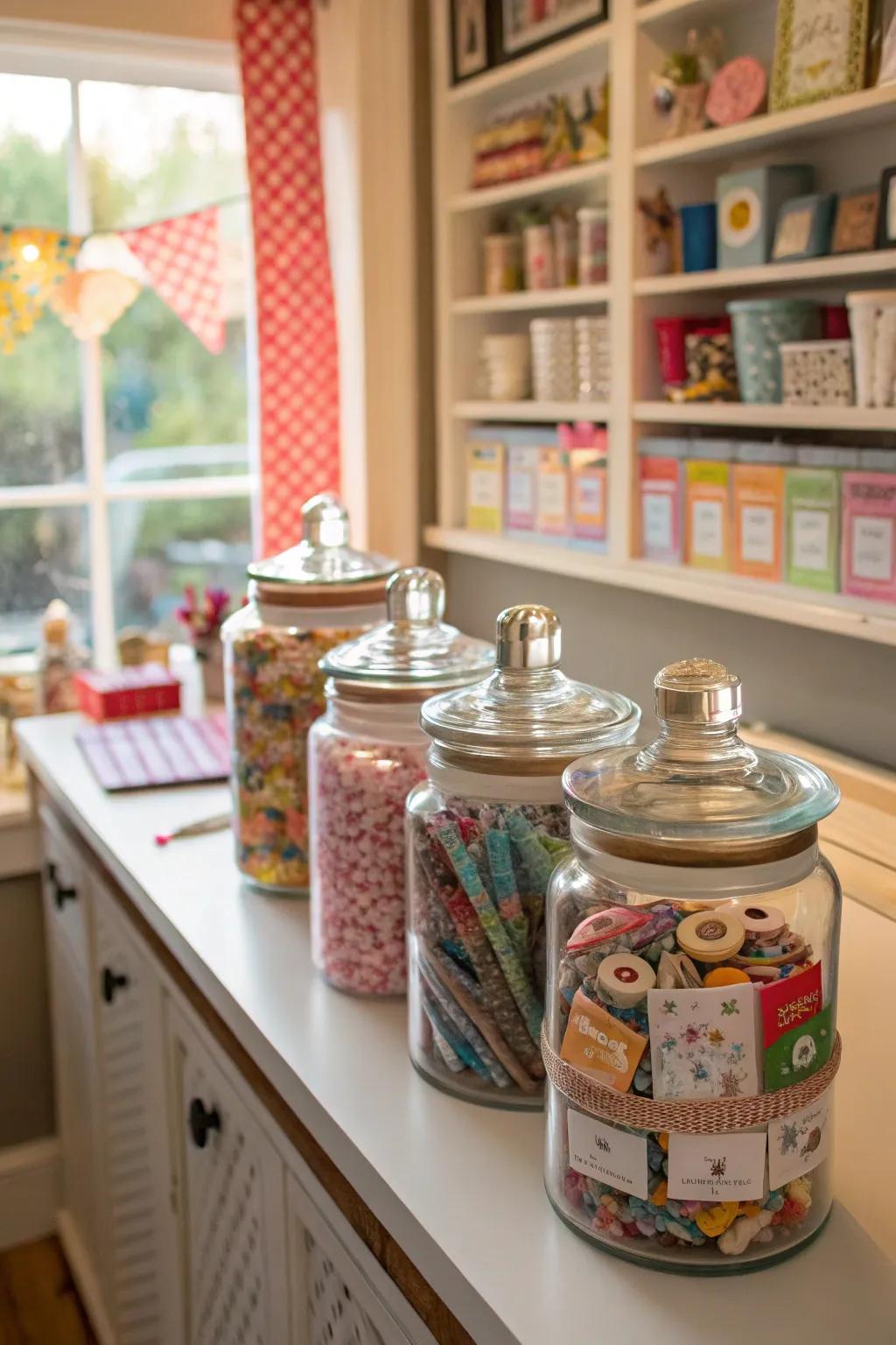 Ornamental vessels transform storage into decor.