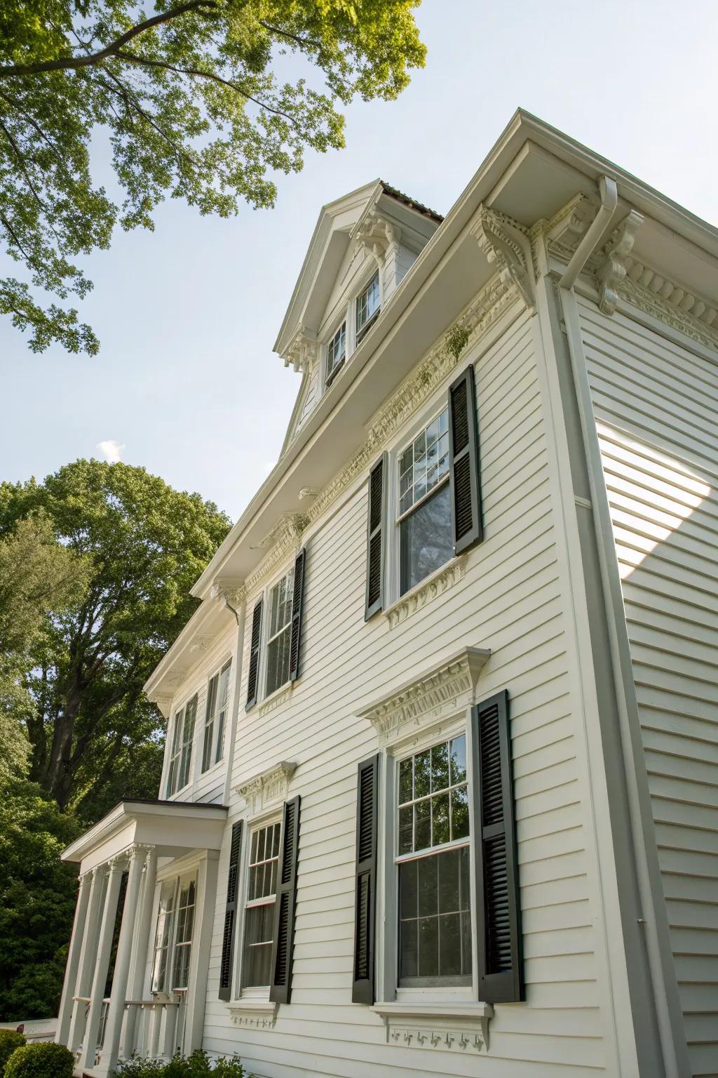 Stately trims enhance the architectural style beautifully.