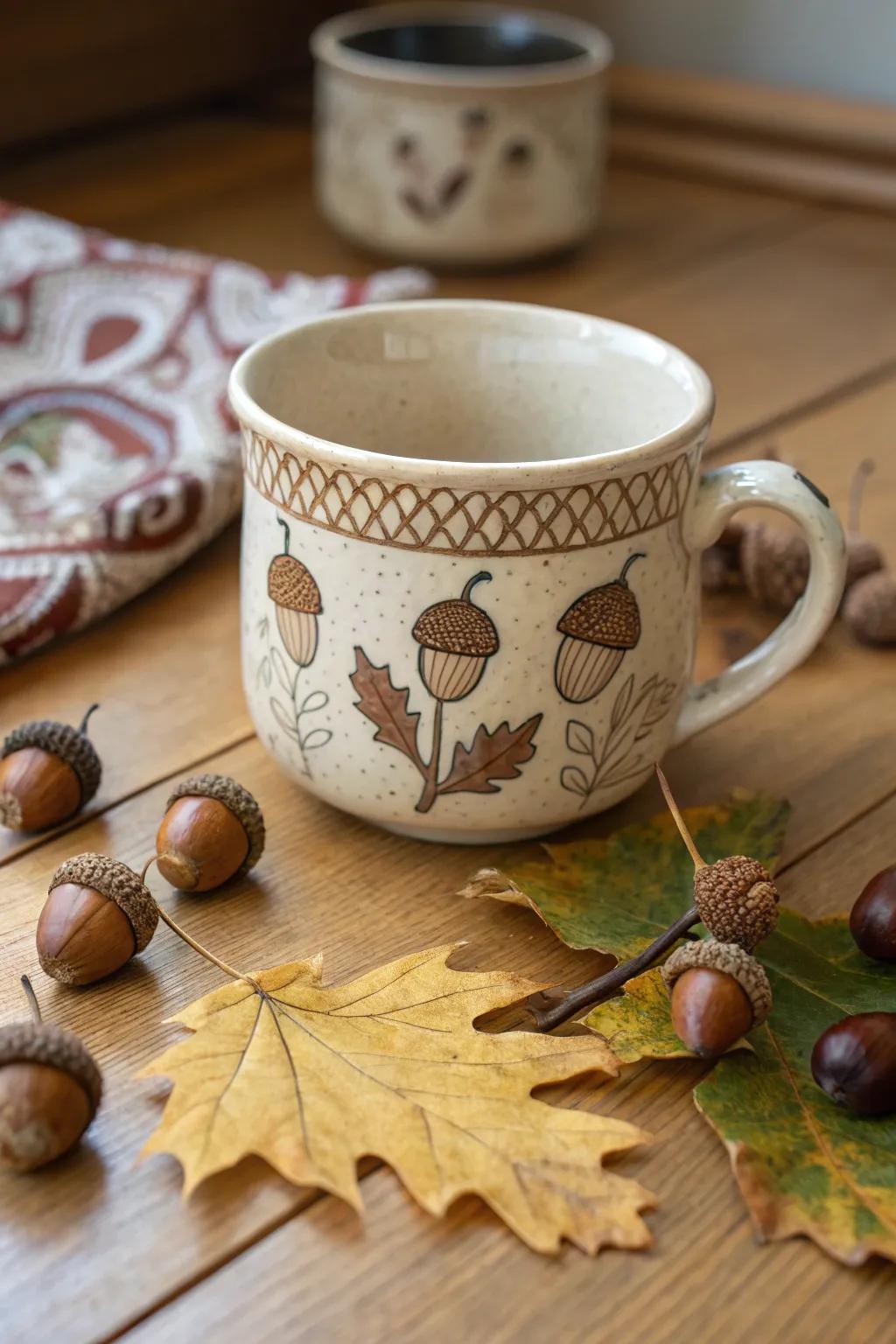 Cup featuring delightful nut motifs.